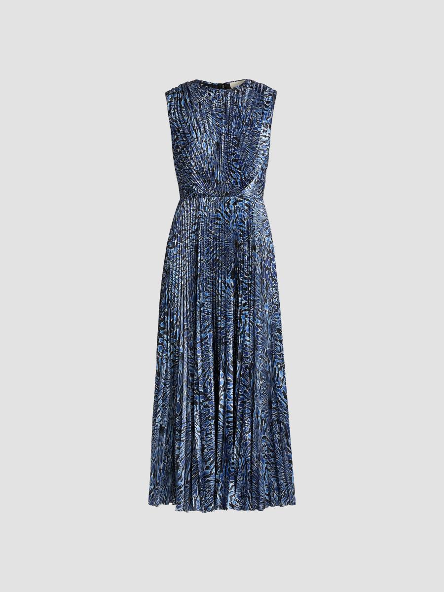 Ulla Johnson Women's Malin Pleated Satin Midi Dress In Lapis