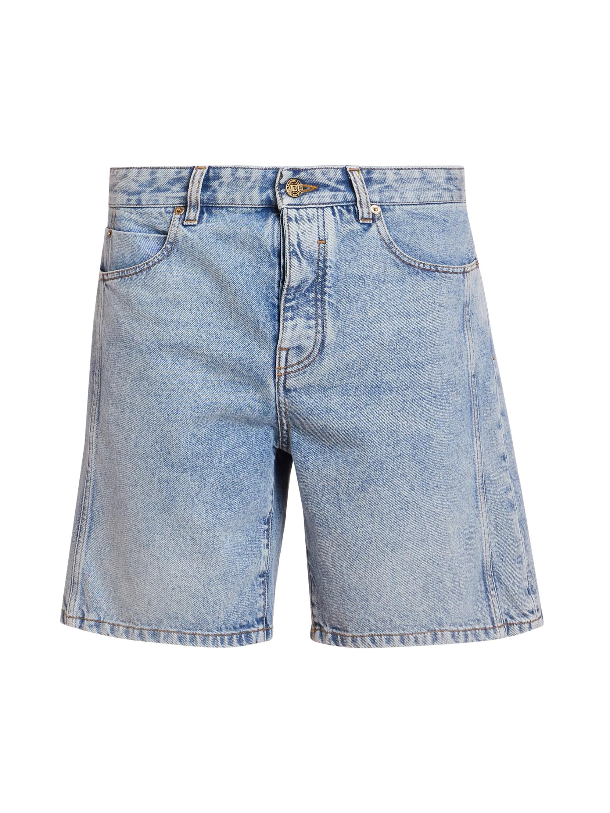 Balmain Men's Denim Bermuda Shorts - Bleu Jean Clair - Men's Clothing