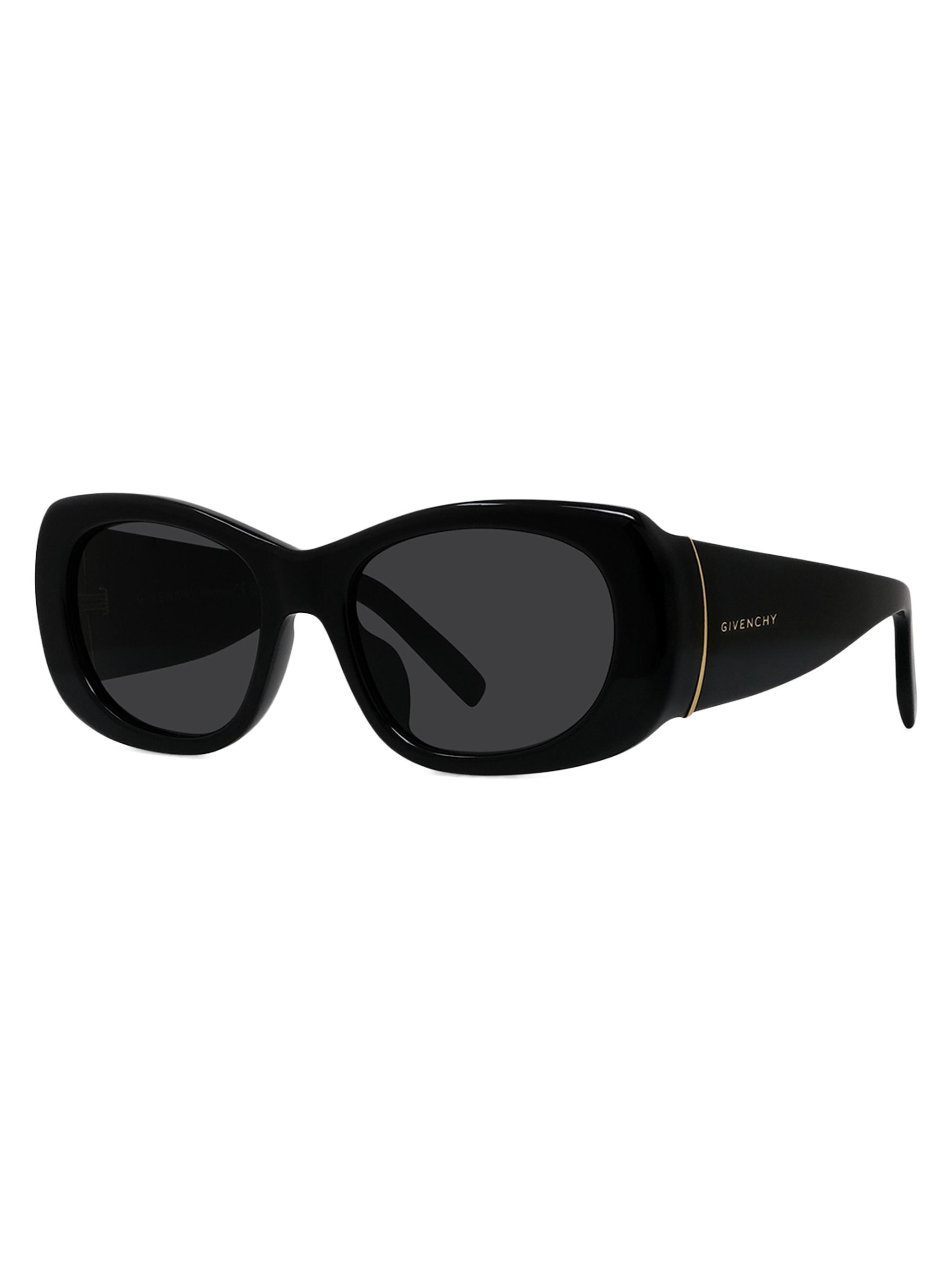 Givenchy Women's  Bold 53MM Geometric Sunglasses - Shiny Black Smoke