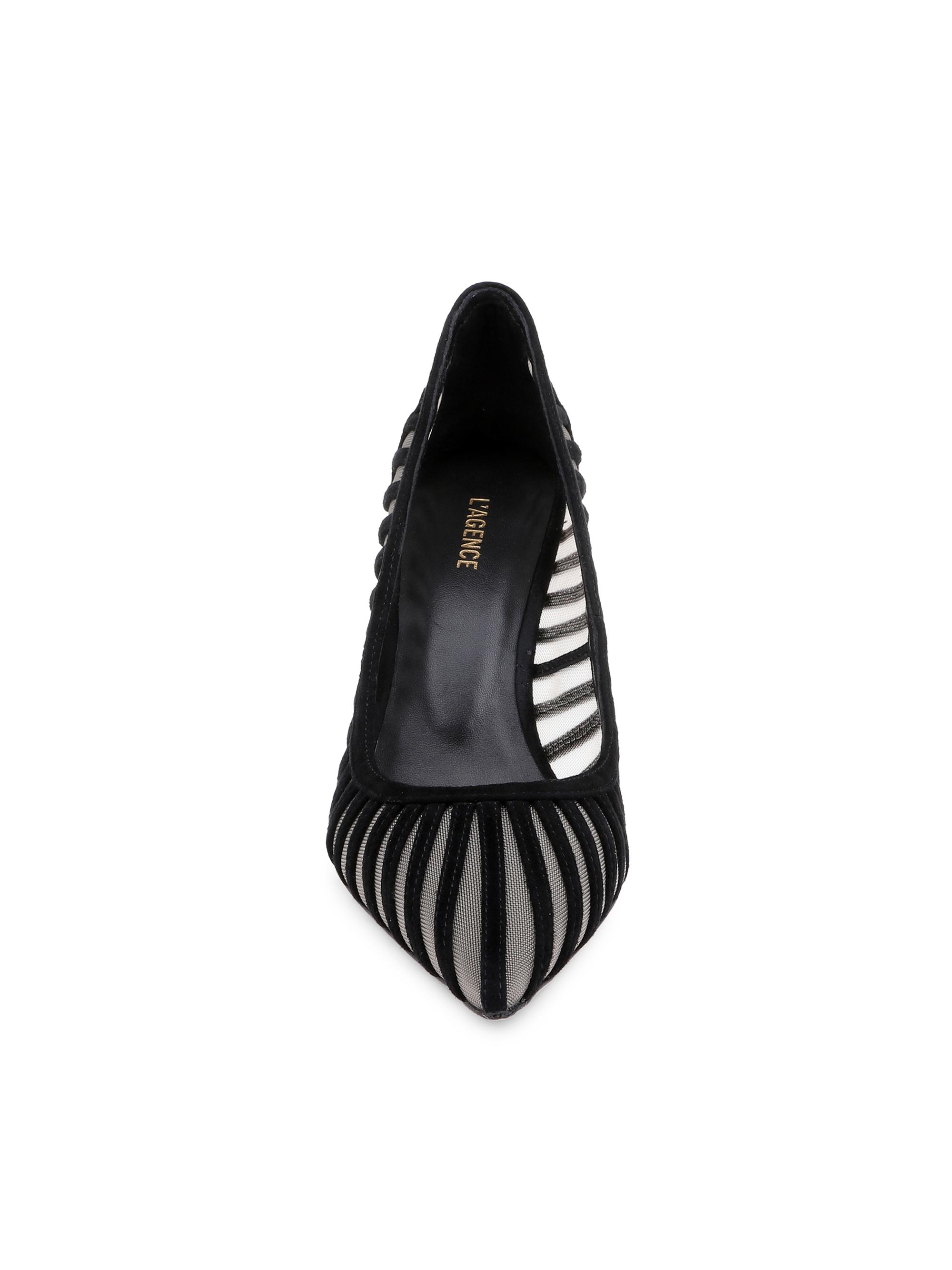 L'AGENCE Women's Lenox 90MM Suede-Mesh Pumps - Black Suede | Thumbnail 4