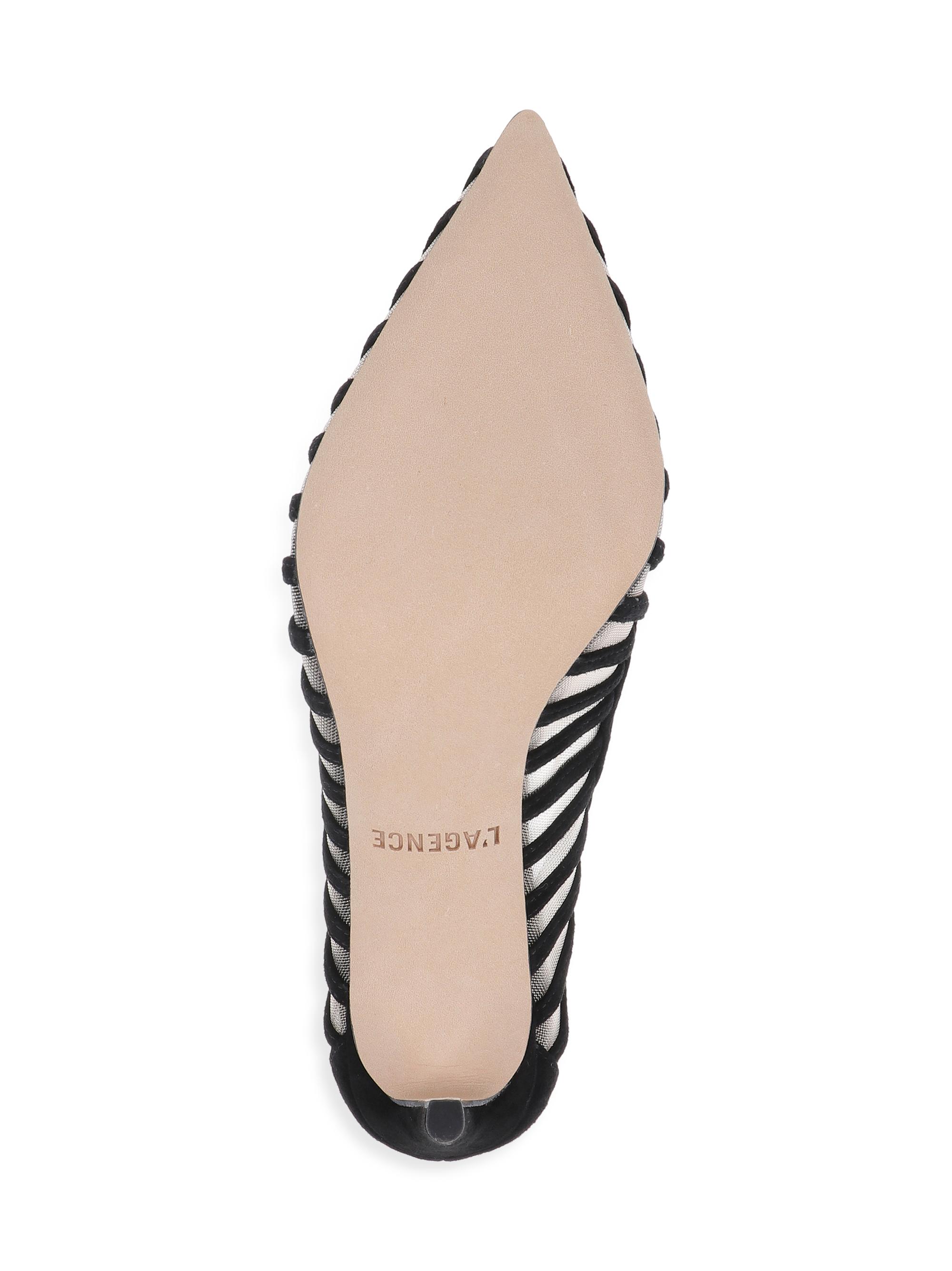 L'AGENCE Women's Lenox 90MM Suede-Mesh Pumps - Black Suede | Thumbnail 6