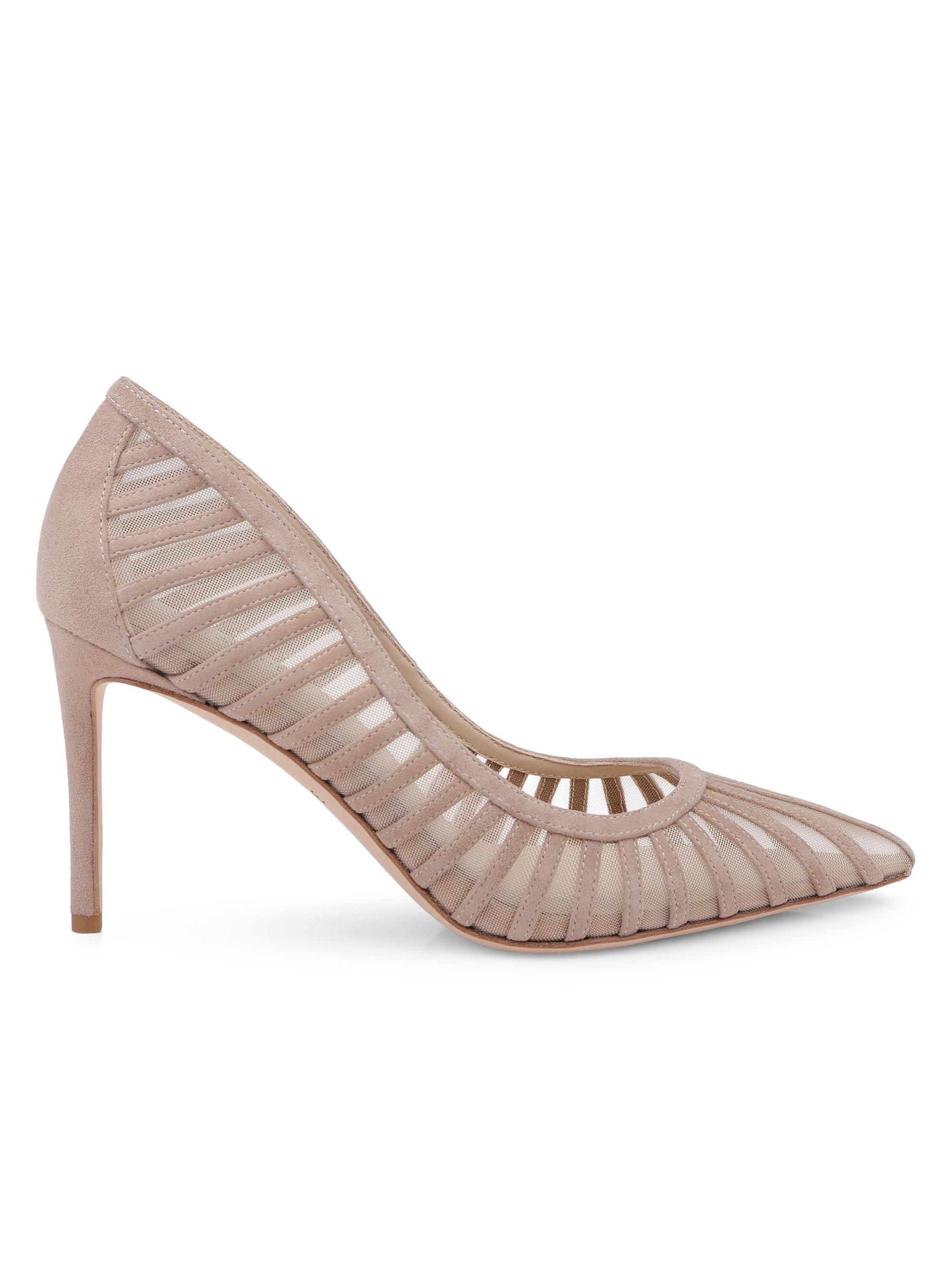 L'AGENCE Women's Lenox 0MM Suede-Mesh Pumps - Cappuccino Suede