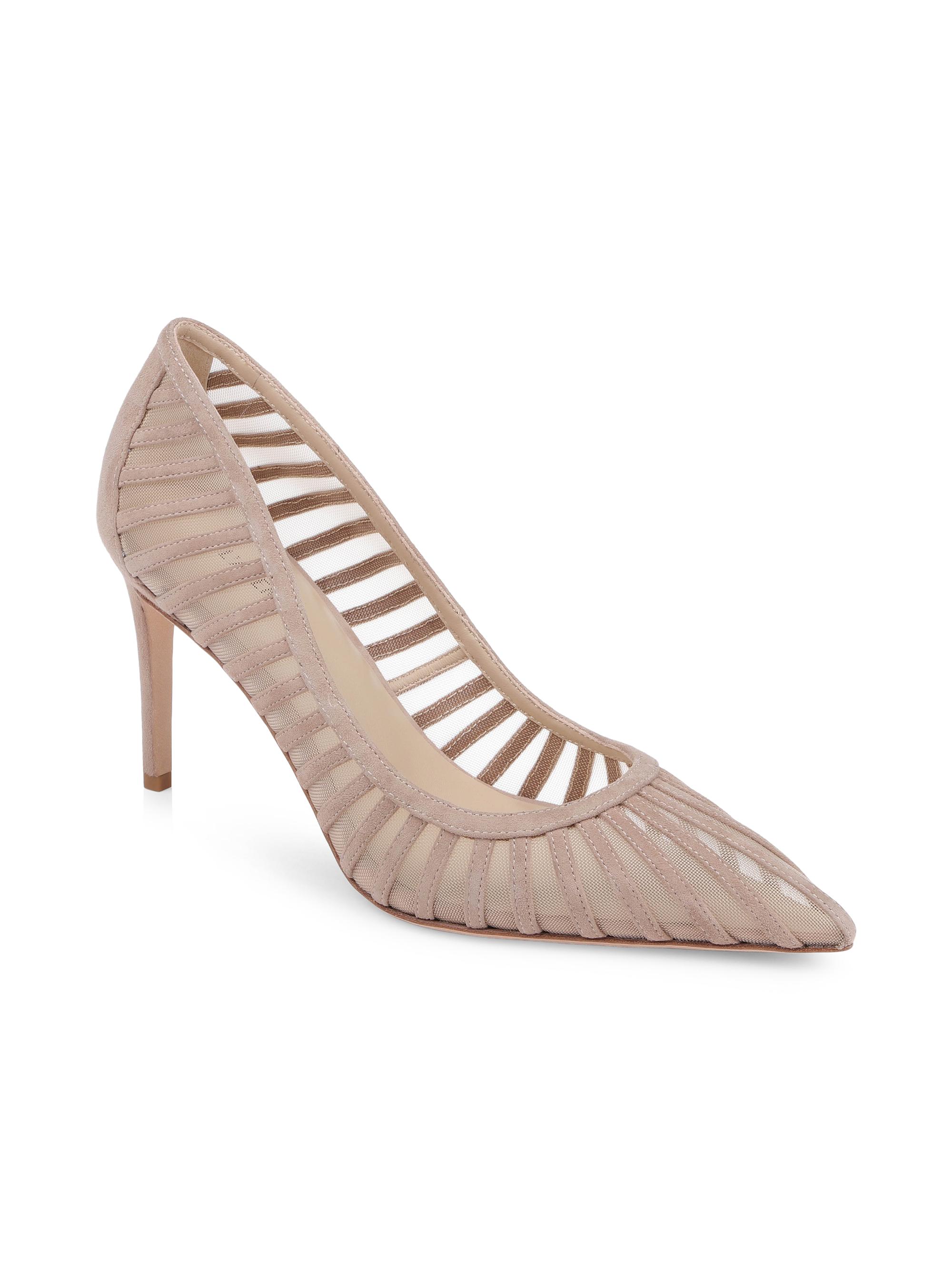 L'AGENCE Women's Lenox 0MM Suede-Mesh Pumps - Cappuccino Suede | Thumbnail 2