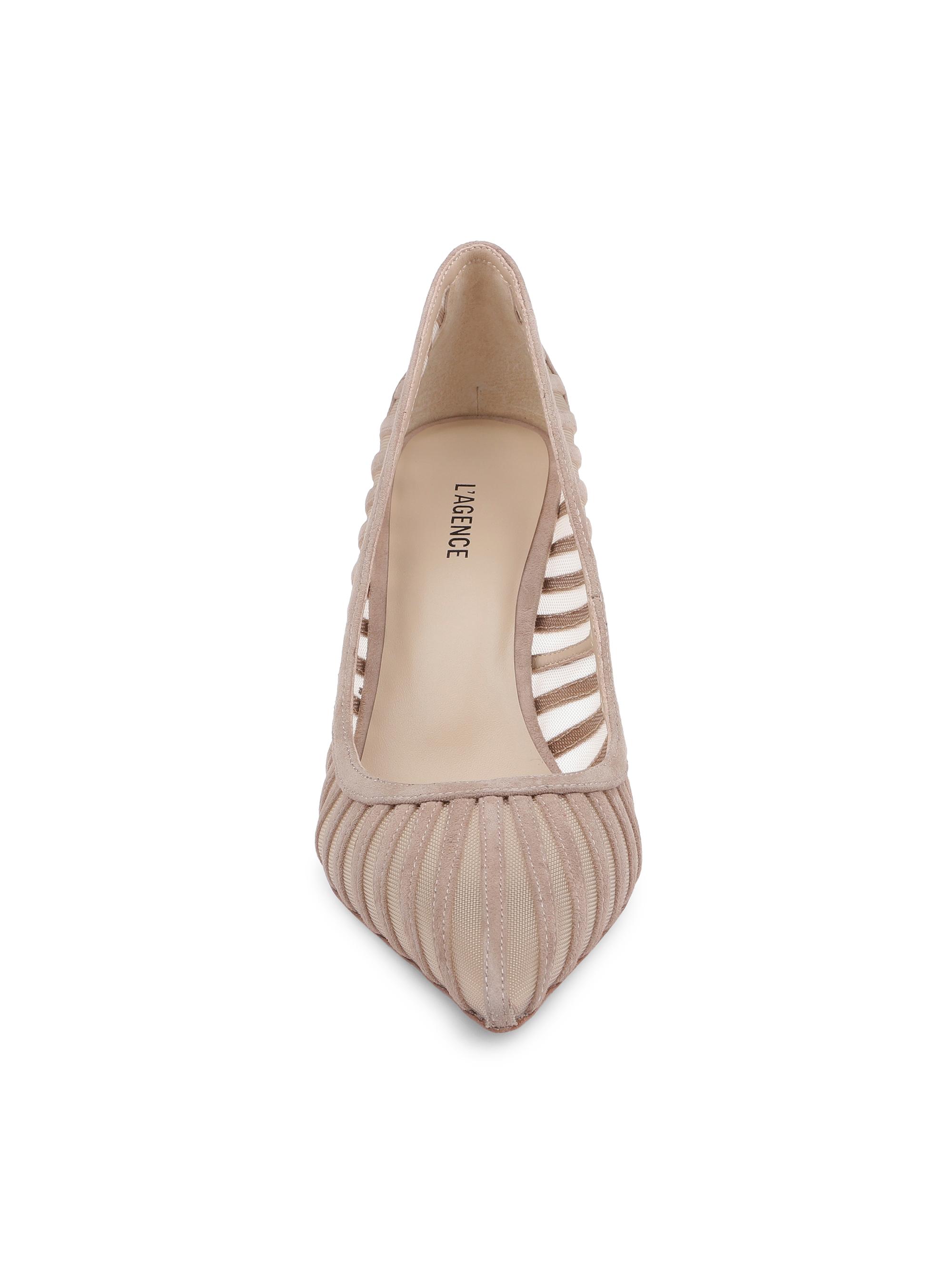 L'AGENCE Women's Lenox 0MM Suede-Mesh Pumps - Cappuccino Suede | Thumbnail 4