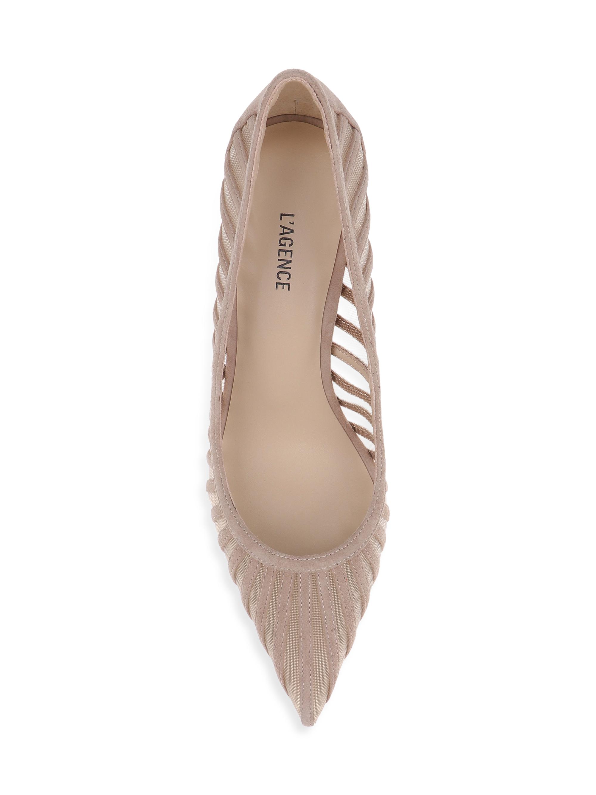 L'AGENCE Women's Lenox 0MM Suede-Mesh Pumps - Cappuccino Suede | Thumbnail 5
