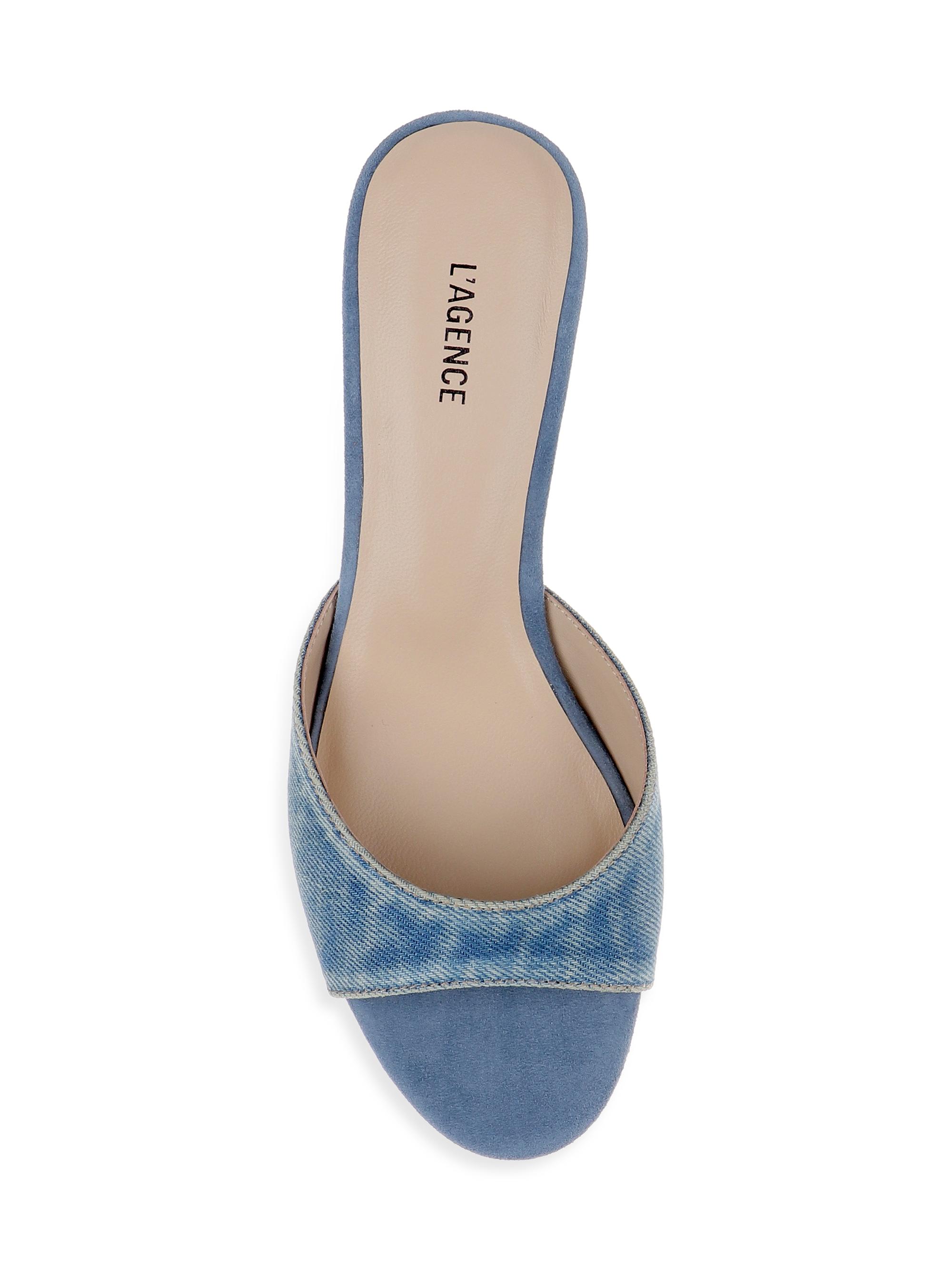 L'AGENCE Women's Arleen 60MM Denim Sandals - Light Denim | Thumbnail 5