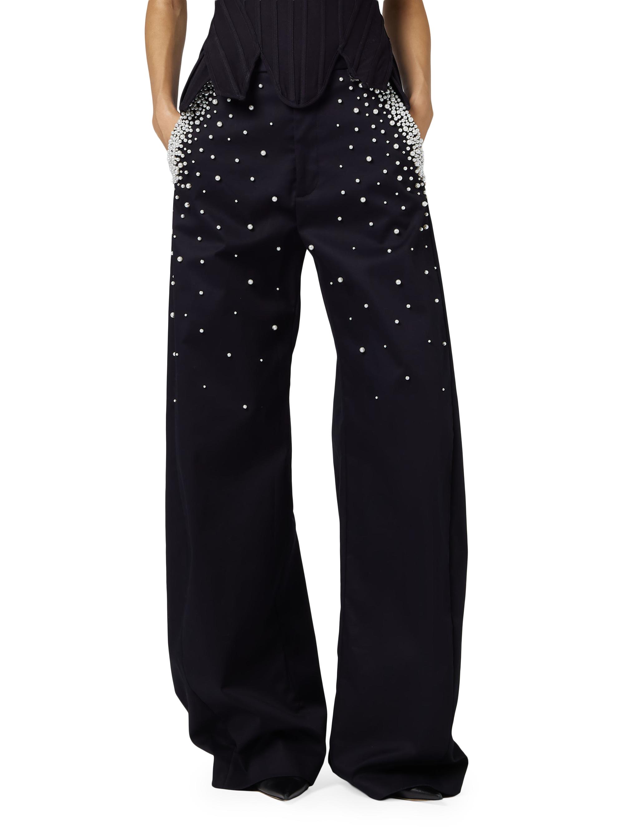 Giuseppe Di Morabito Women's Act II: The Fall of Icarus Imitation Pearl-Embellished Low-Rise Jeans - Black | Thumbnail 5