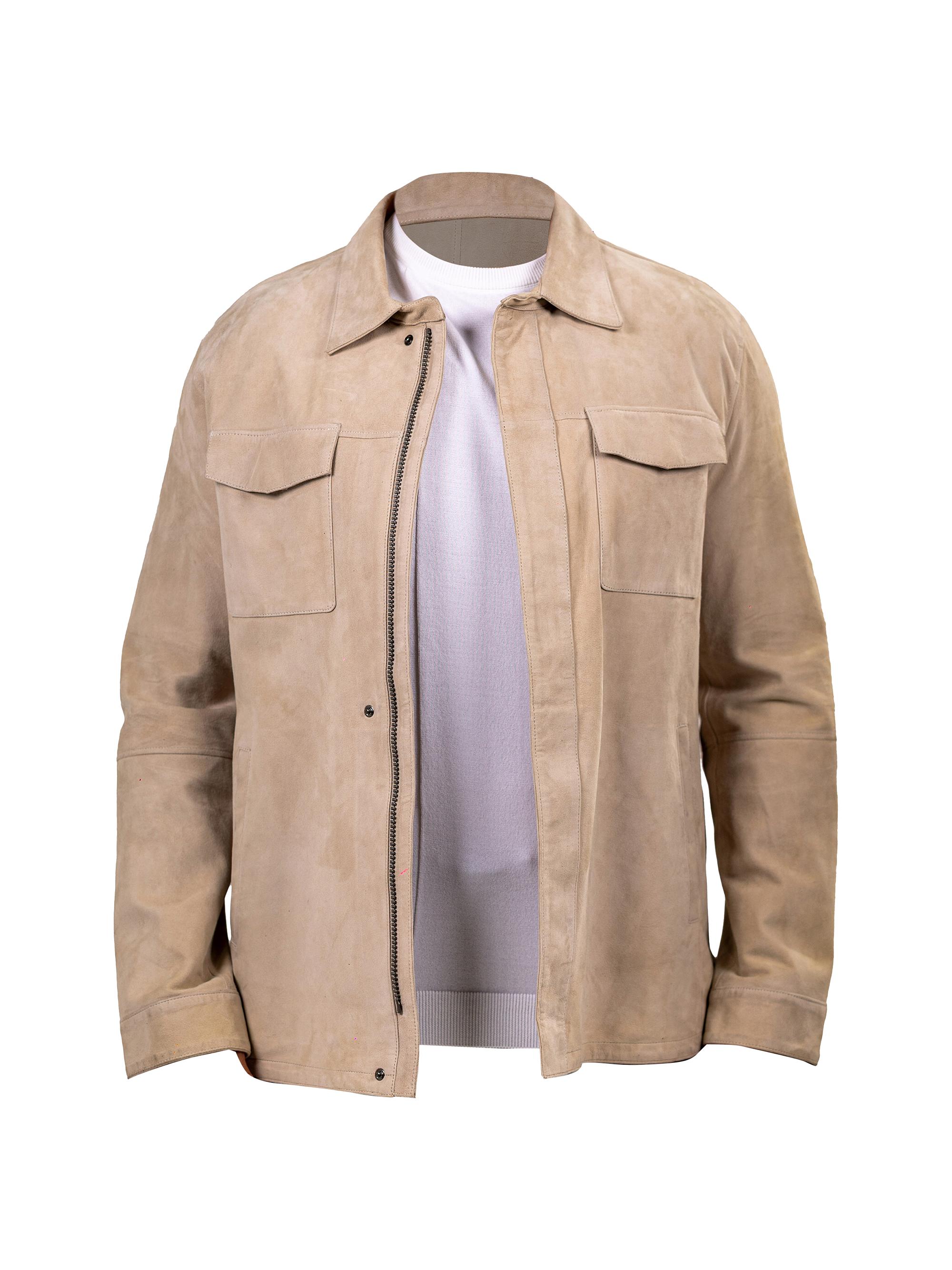 Maceoo Men's Marthyr Leather Jacket - Beige