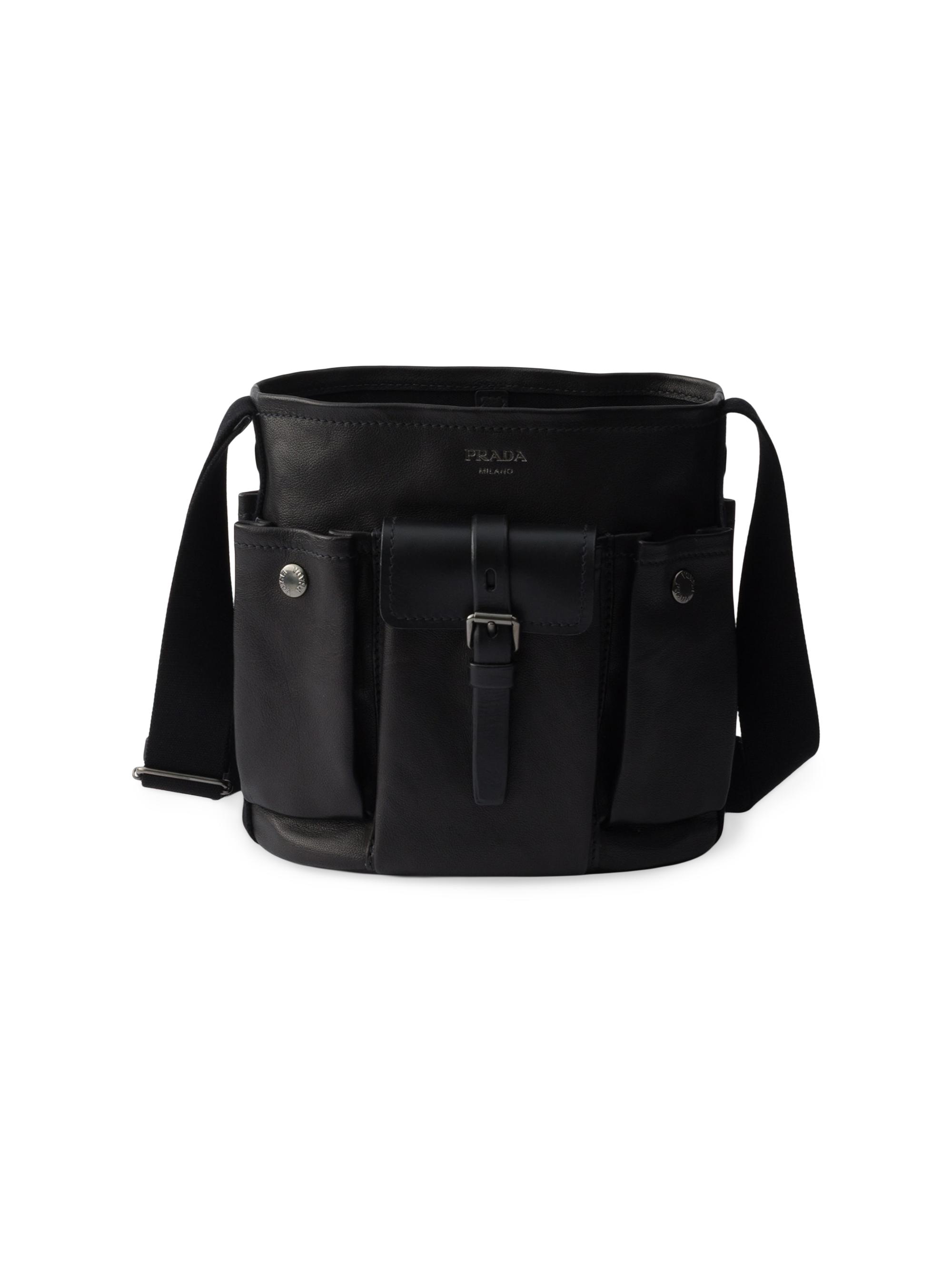 Prada Women's Route Leather Bucket Bag - Black