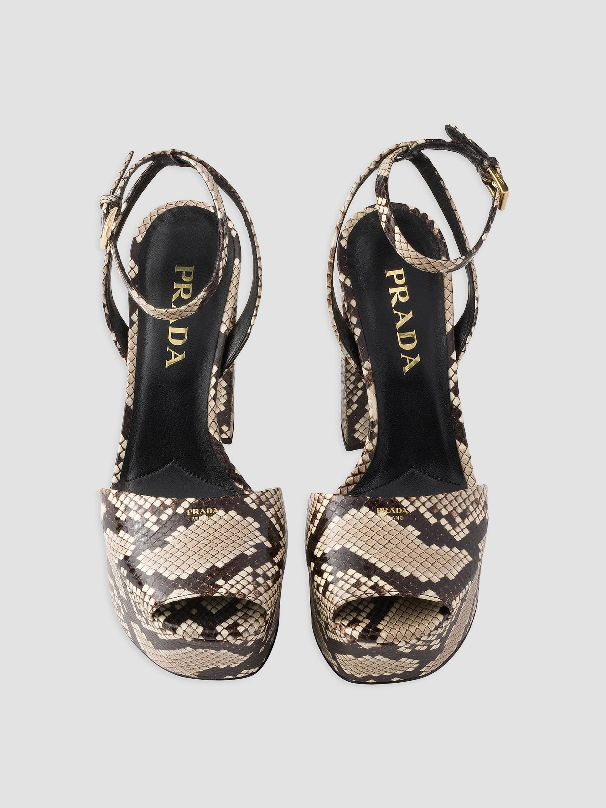 Prada Python-Print Ayers Leather Platform Sandals | Saks Fifth Avenue