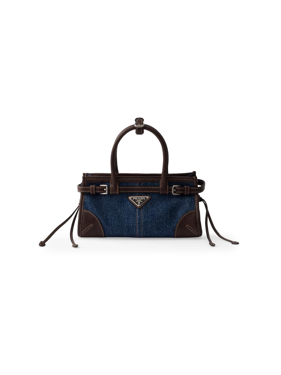 Prada Bonnie Small Denim and Leather Top Handle Bag | Saks Fifth