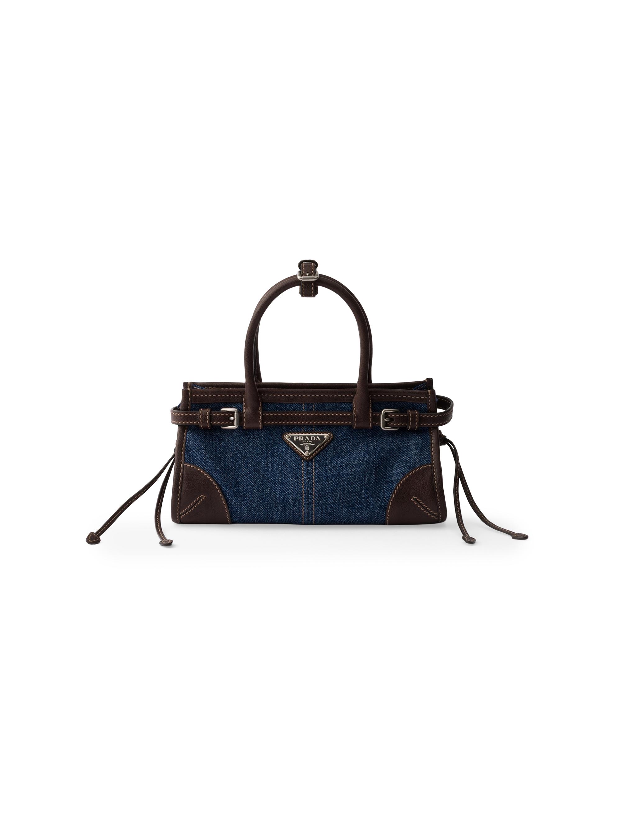 Prada Women's Bonnie  Denim and Leather Top Handle Bag - Blue