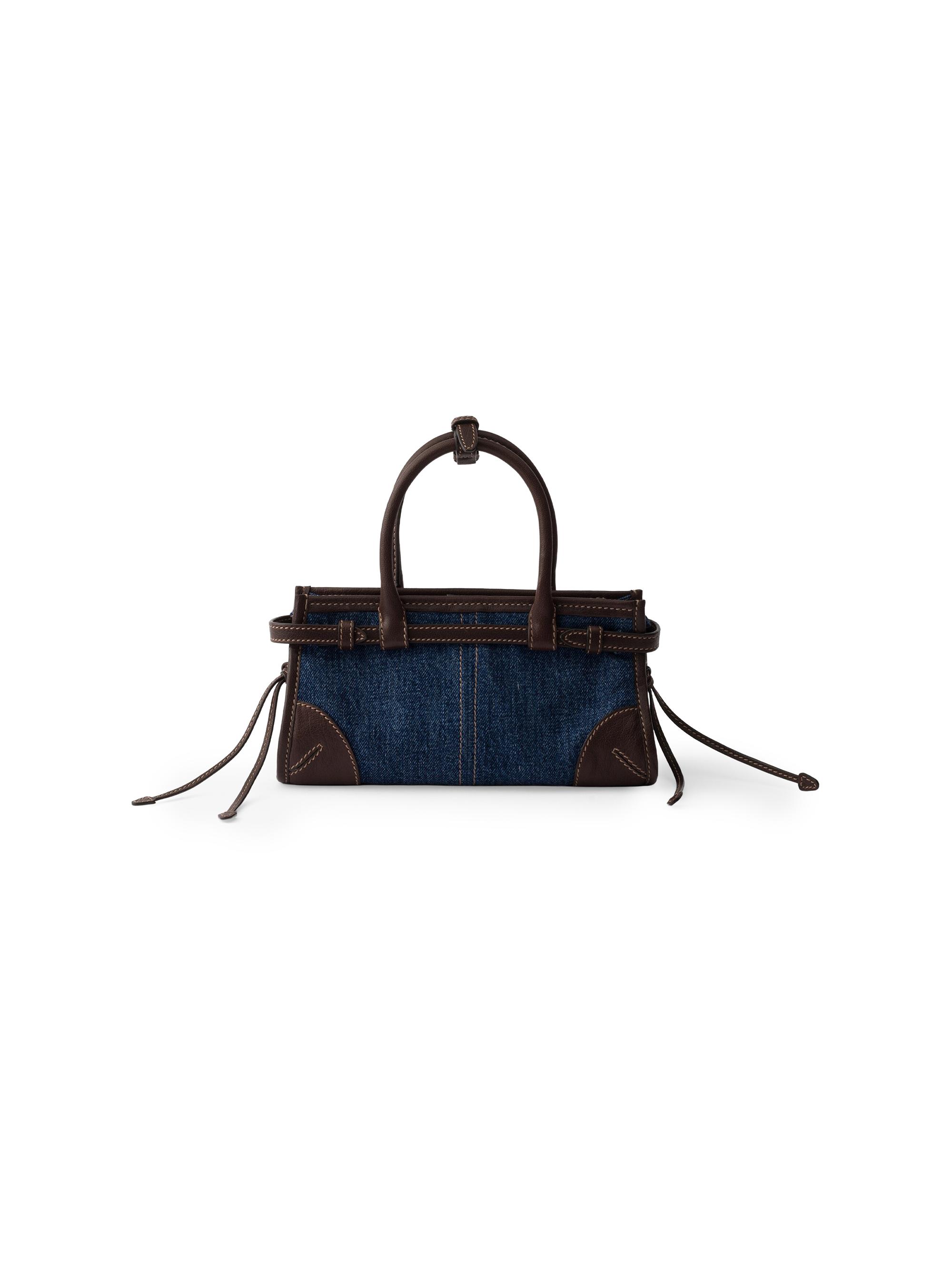 Prada Bonnie Small Denim and Leather Top Handle Bag | Saks Fifth