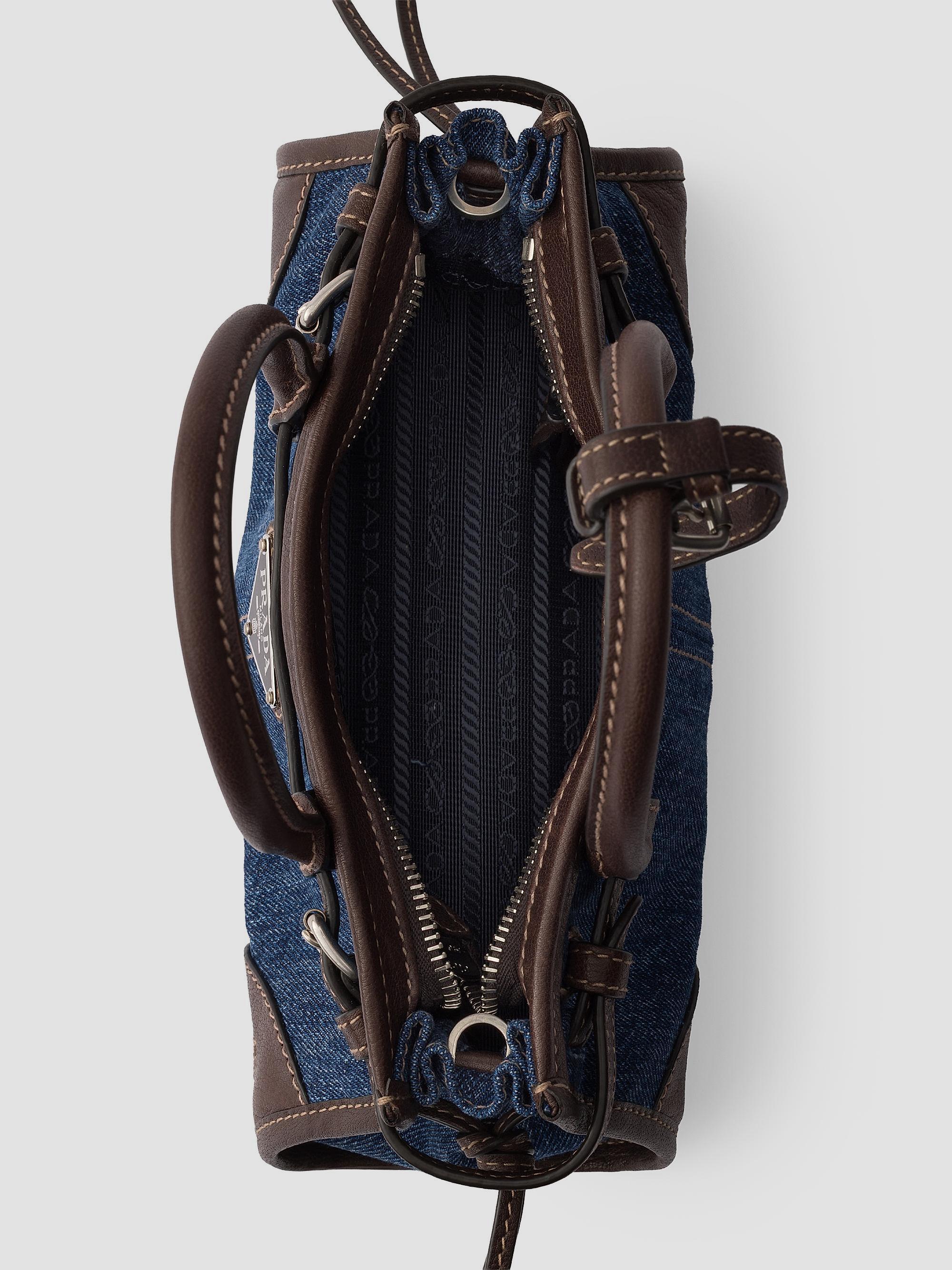 Prada Bonnie Small Denim and Leather Top Handle Bag | Saks Fifth