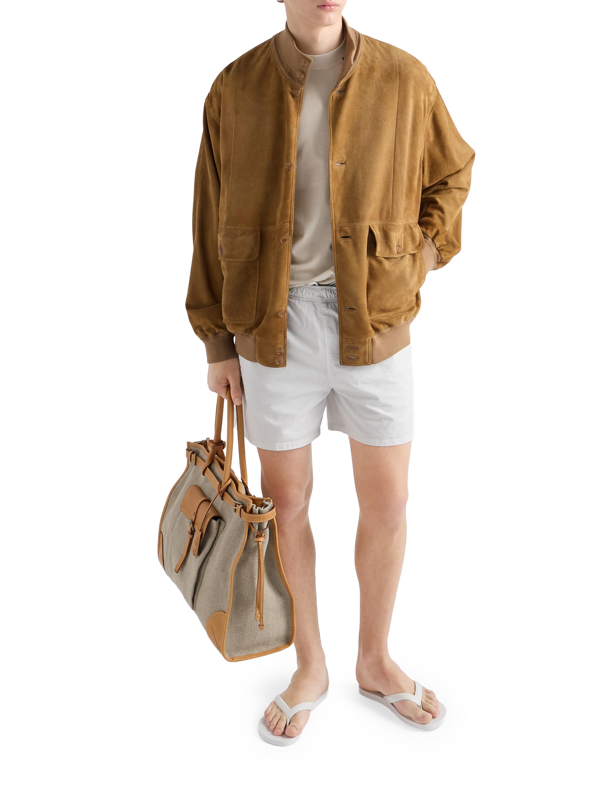 Prada Men's Bonnie Linen and Leather Tote Bag - Beige Khaki