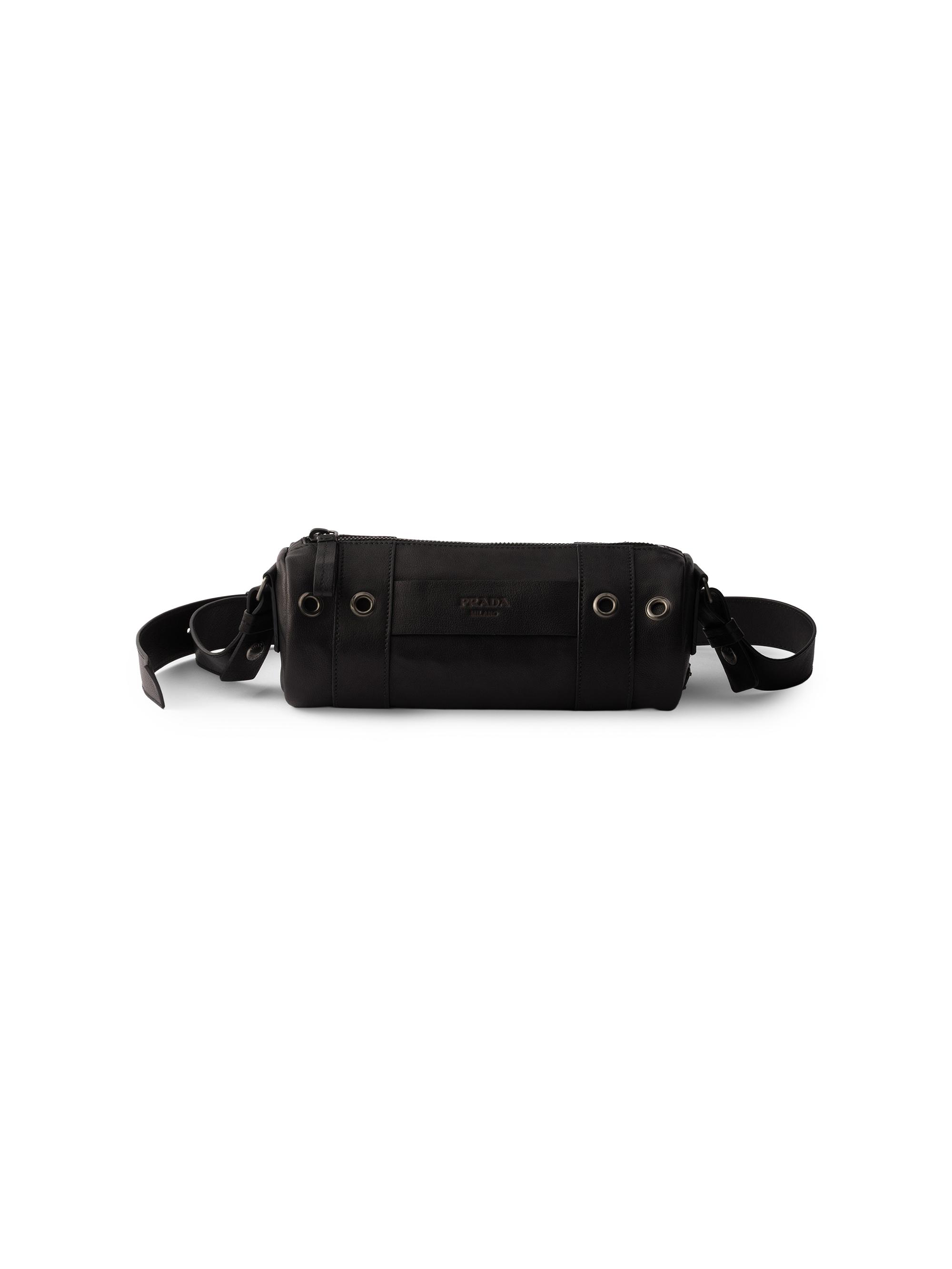 Prada Men's Leather Shoulder Bag - Black