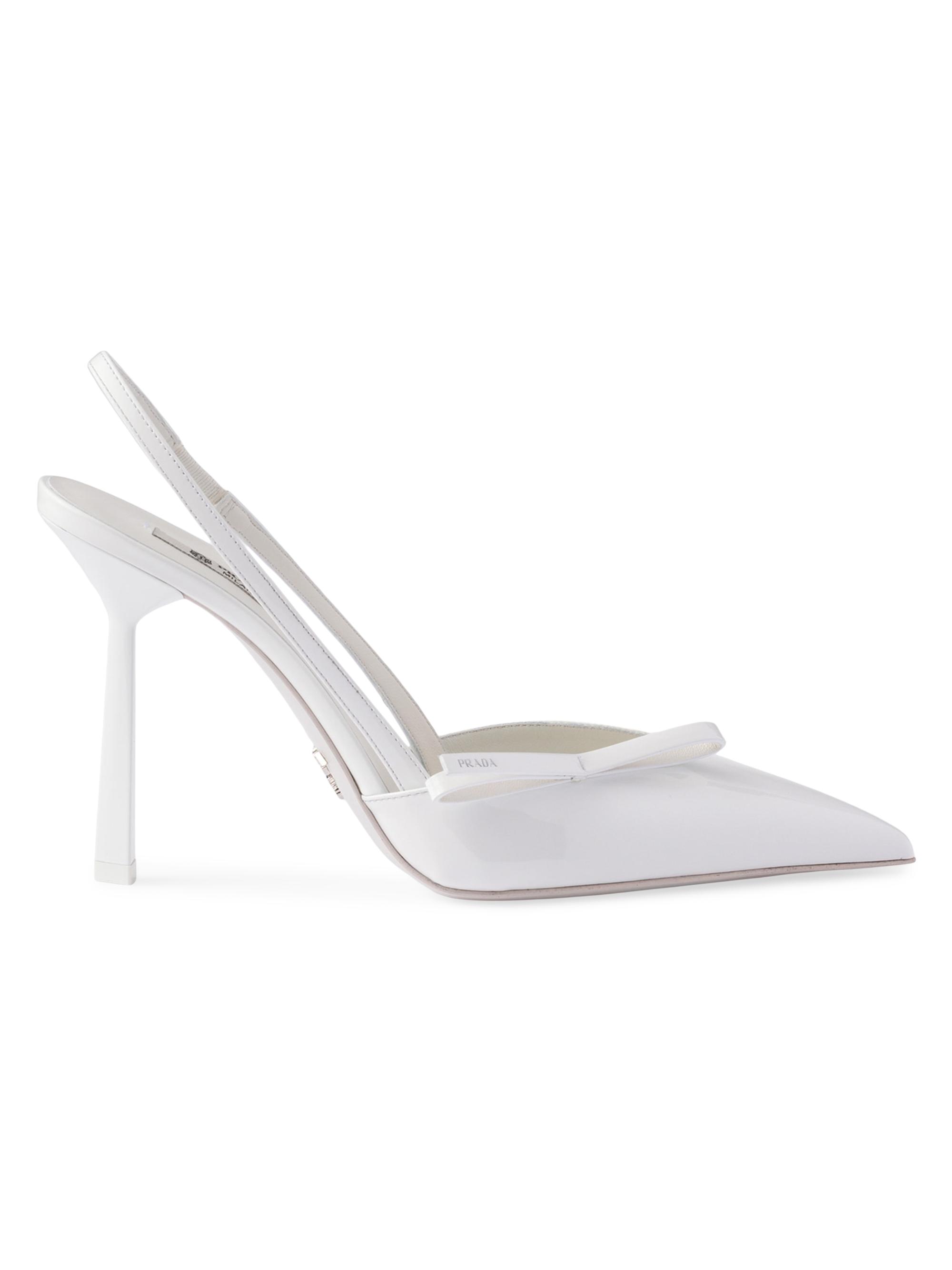 Prada Women's Patent Leather Slingback Pumps - White