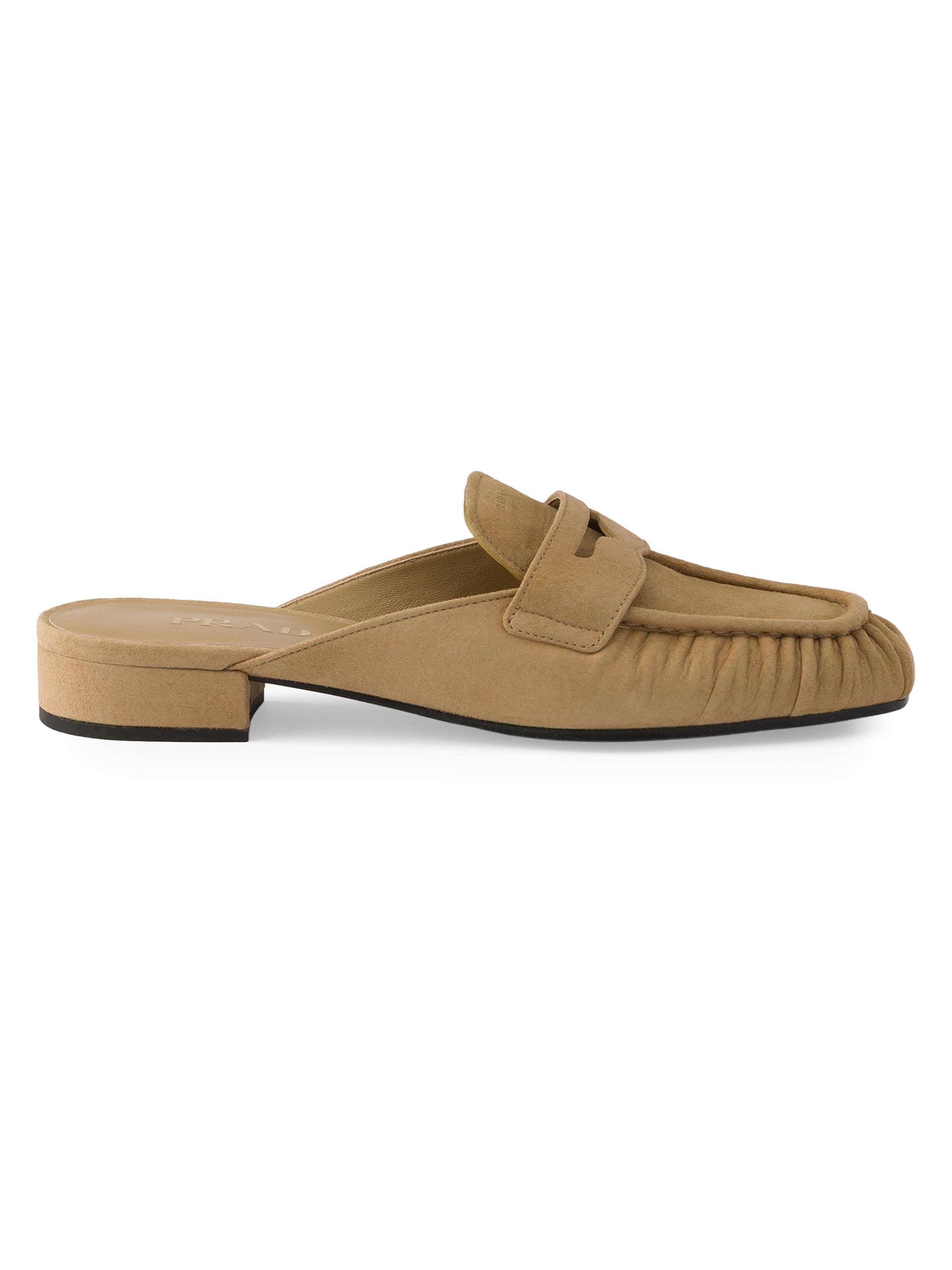 Prada Women's Suede Mules - Beige Khaki