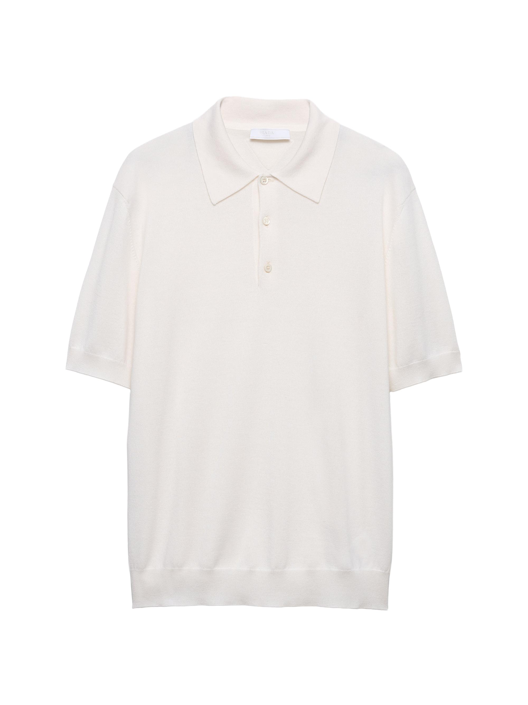 Prada Men's Cashmere and Silk Polo Shirt - White