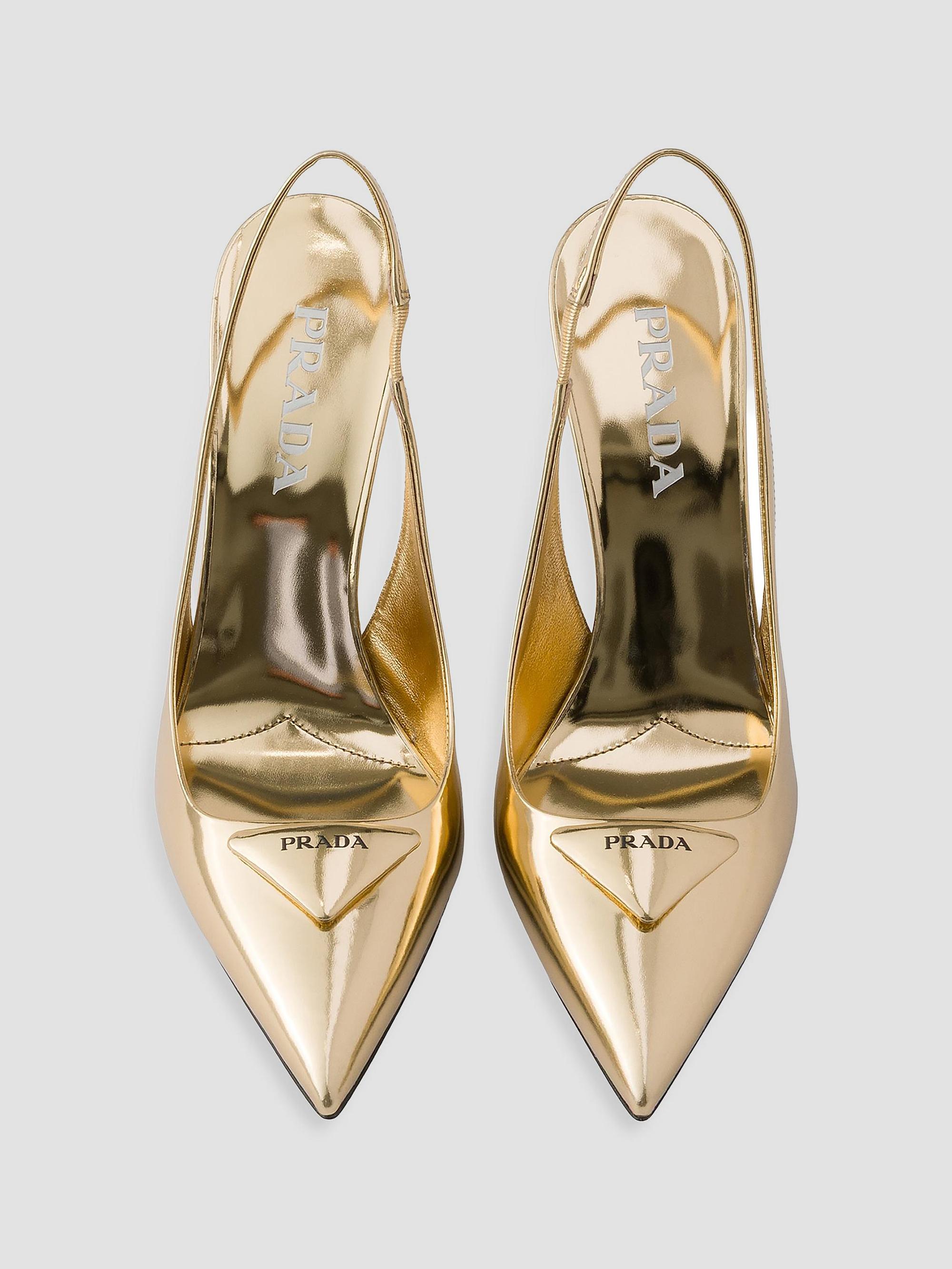 Prada Metallic Leather Slingback Pumps | Saks Fifth Avenue