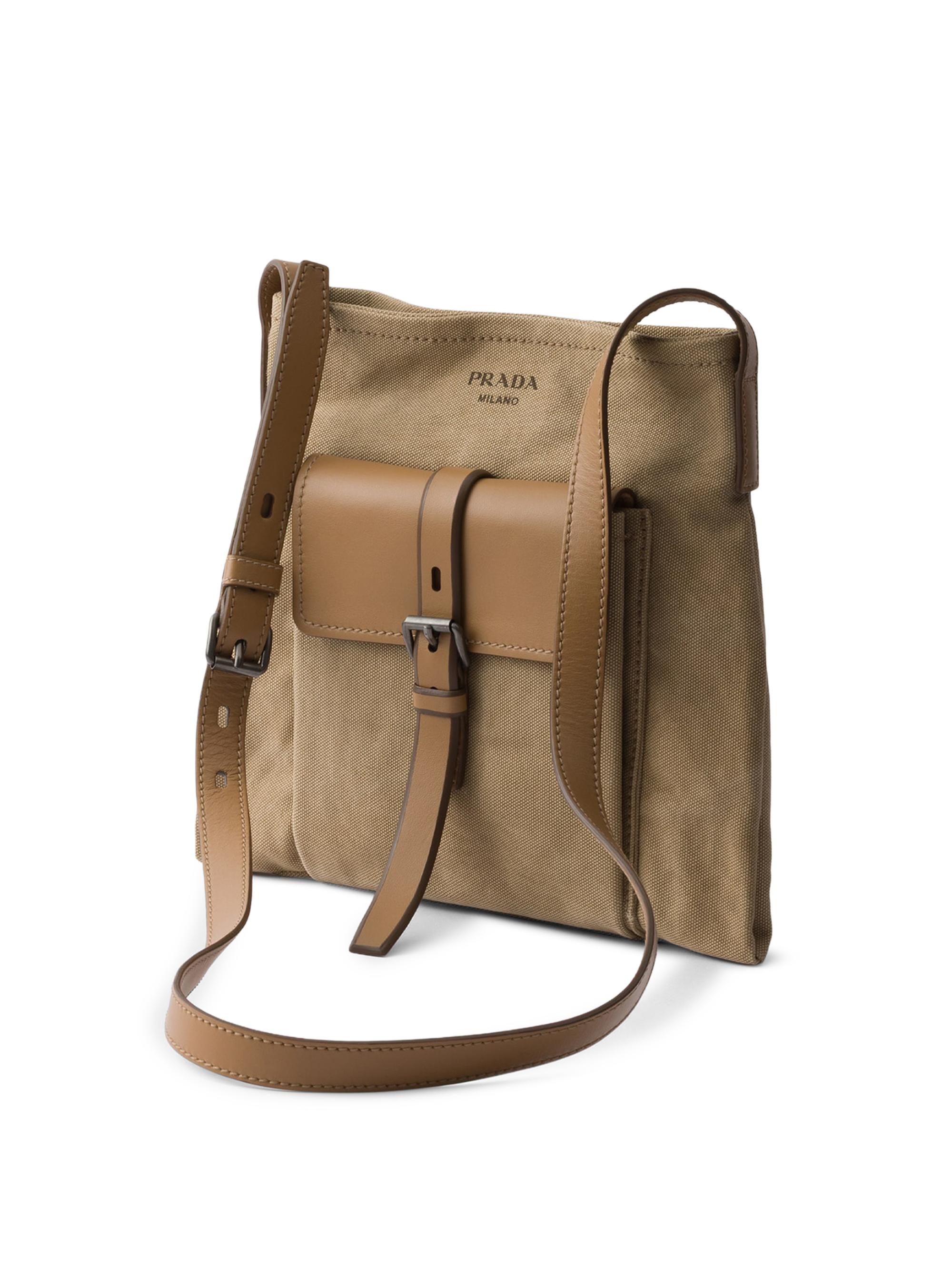Prada Route Canvas and Leather Shoulder Bag | Saks Fifth Avenue