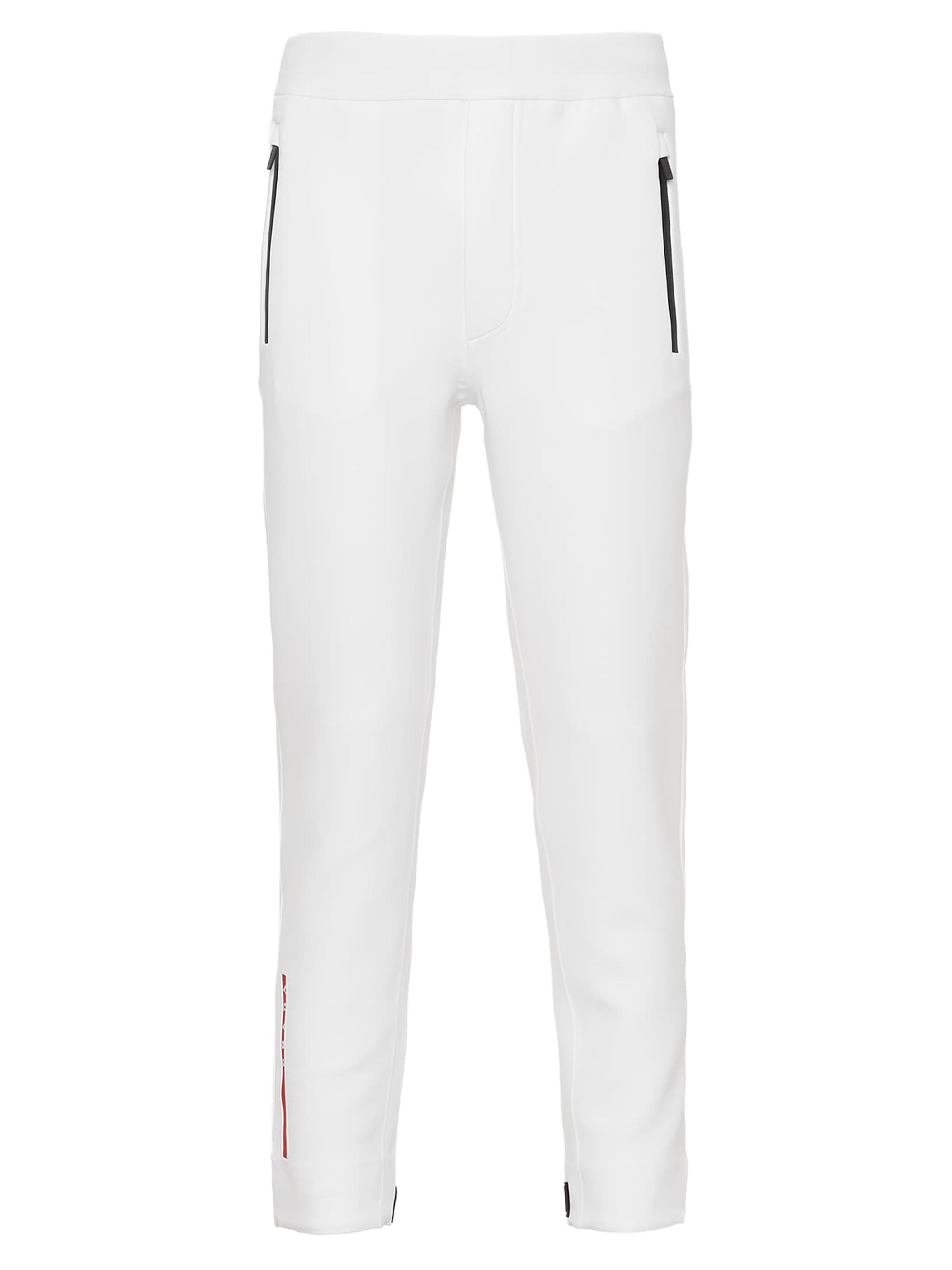 Prada Men's Technical Fabric Joggers with Heat-Sealed Taped Seams - White