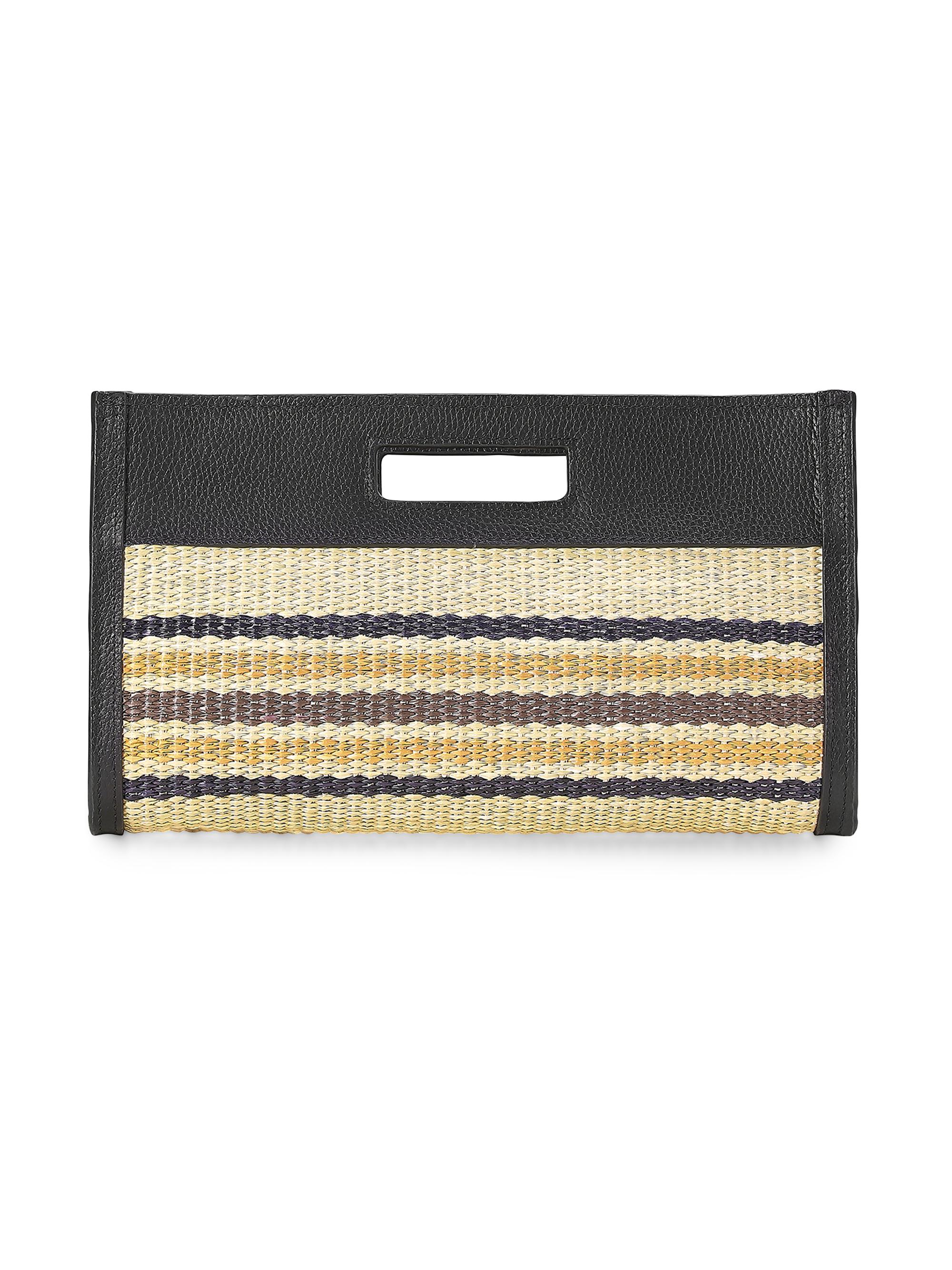 GiGi New York Women's Remy Striped Raffia & Leather Clutch - Natural Multi