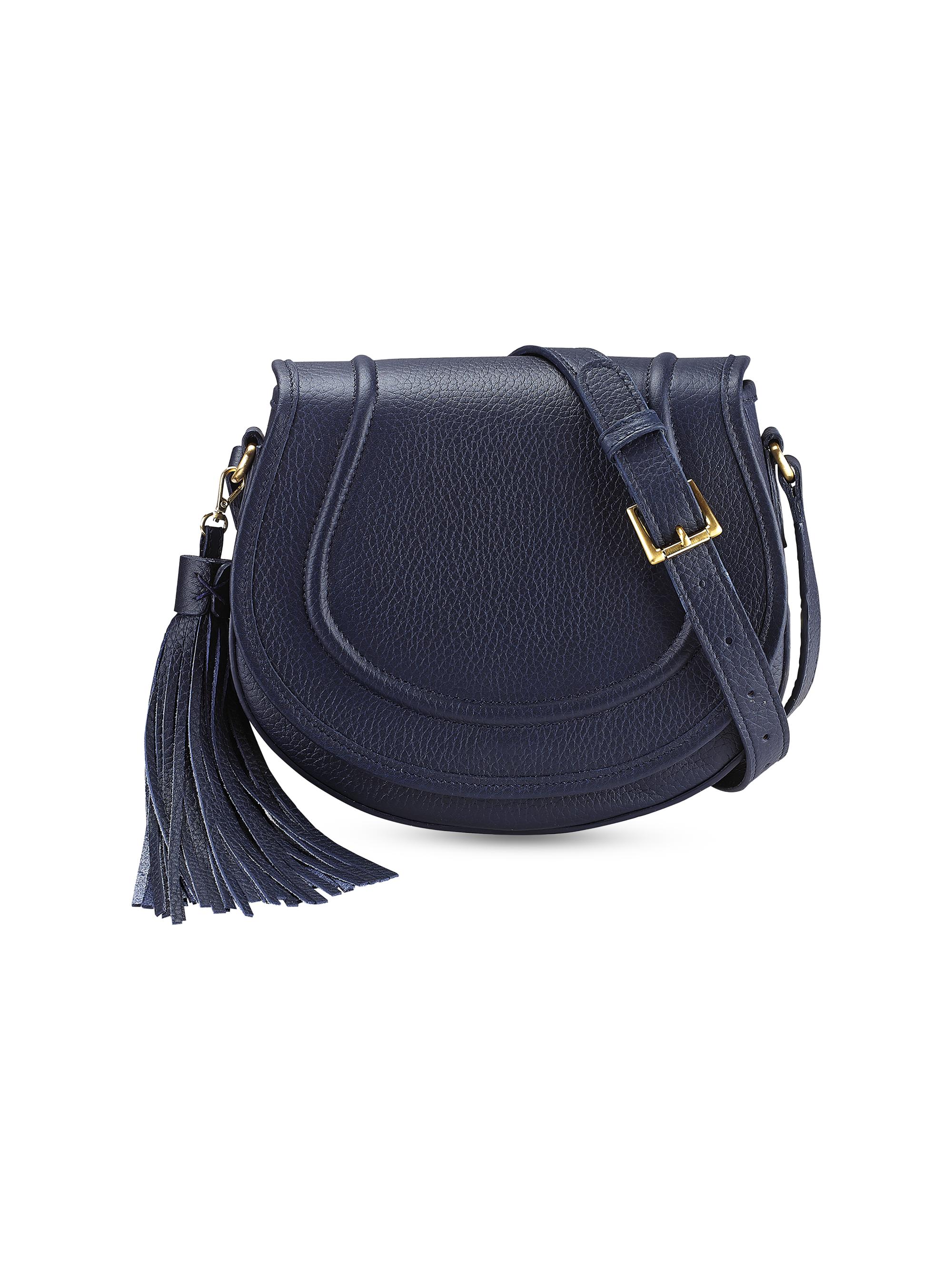 GiGi New York Women's Jenni Pebble Leather Saddle Bag - Navy