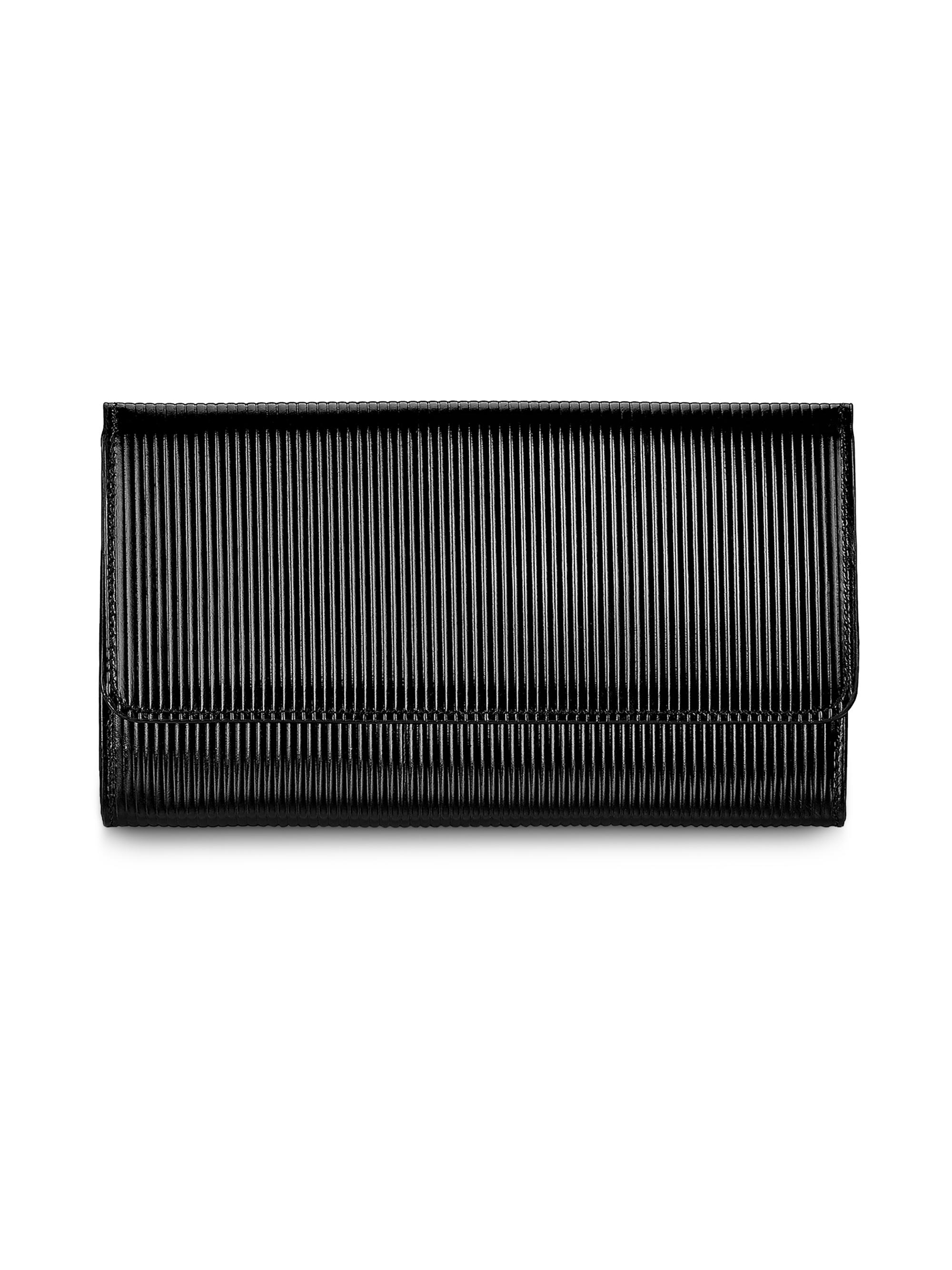 GiGi New York Women's Bianca Stripe-Embossed Leather Clutch - Black