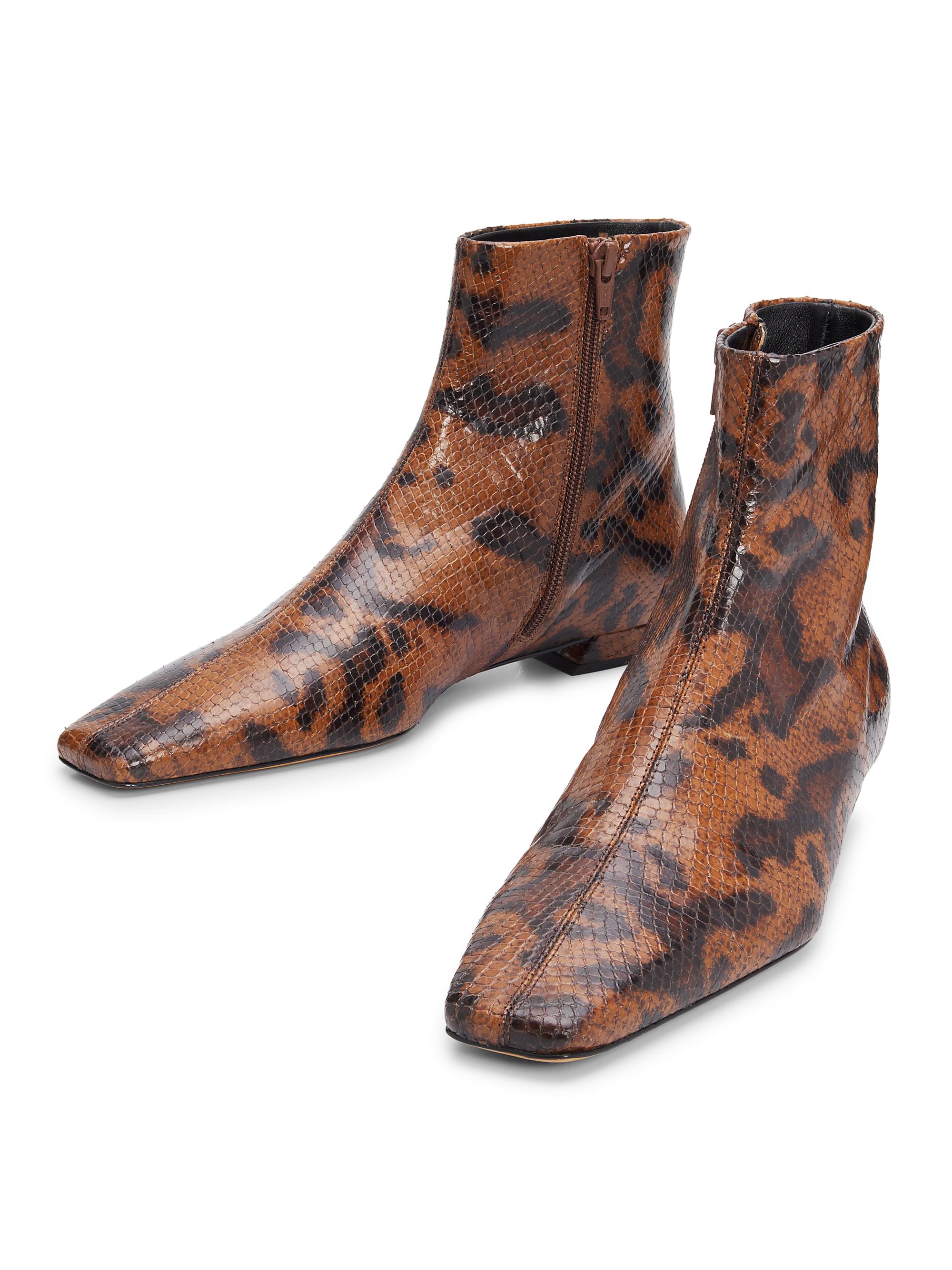 Proenza Schouler Women's Trap Flat Embossed-Leather Ankle Boots - Ochre Multi | Thumbnail 2