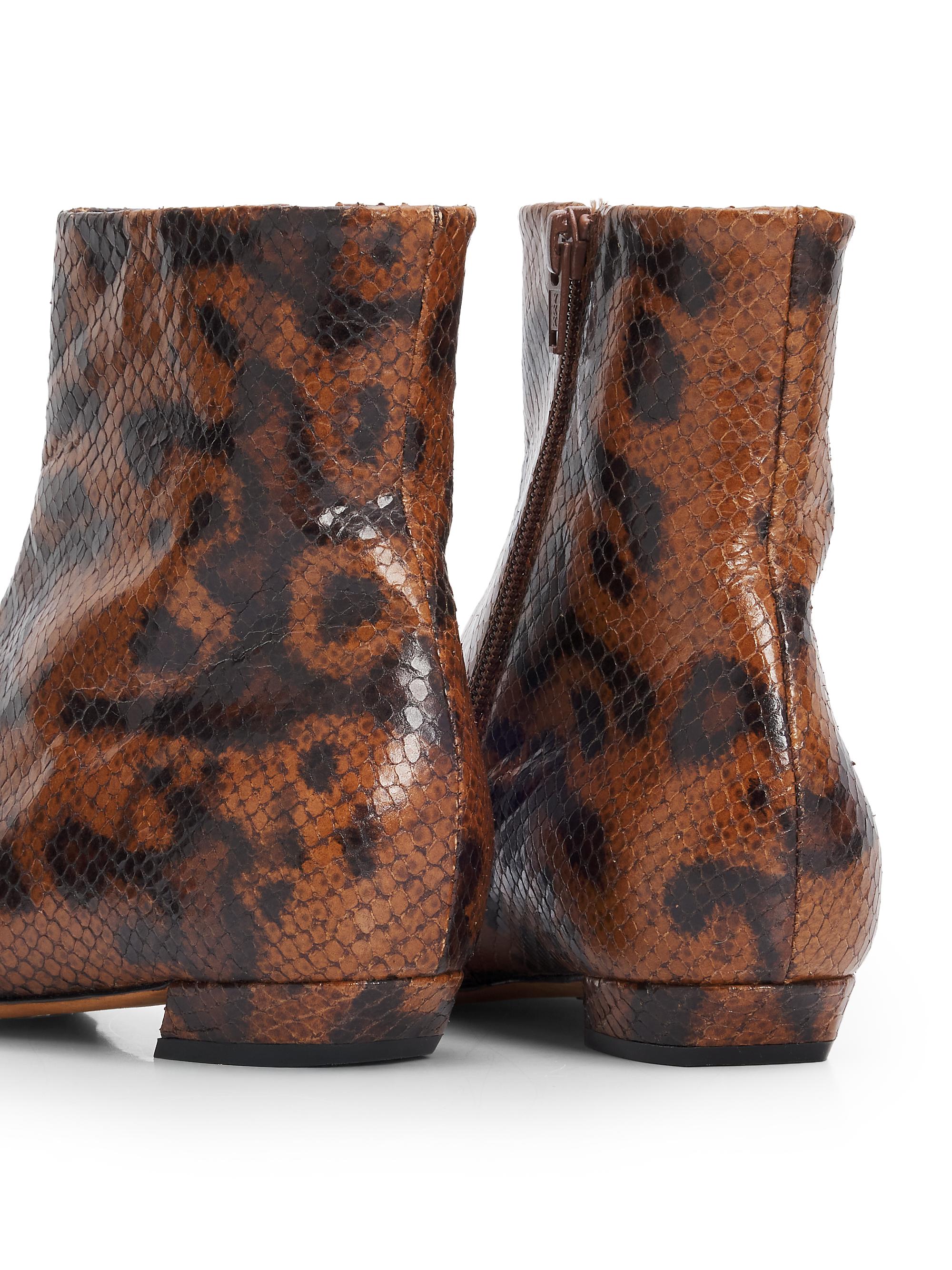 Proenza Schouler Women's Trap Flat Embossed-Leather Ankle Boots - Ochre Multi | Thumbnail 3