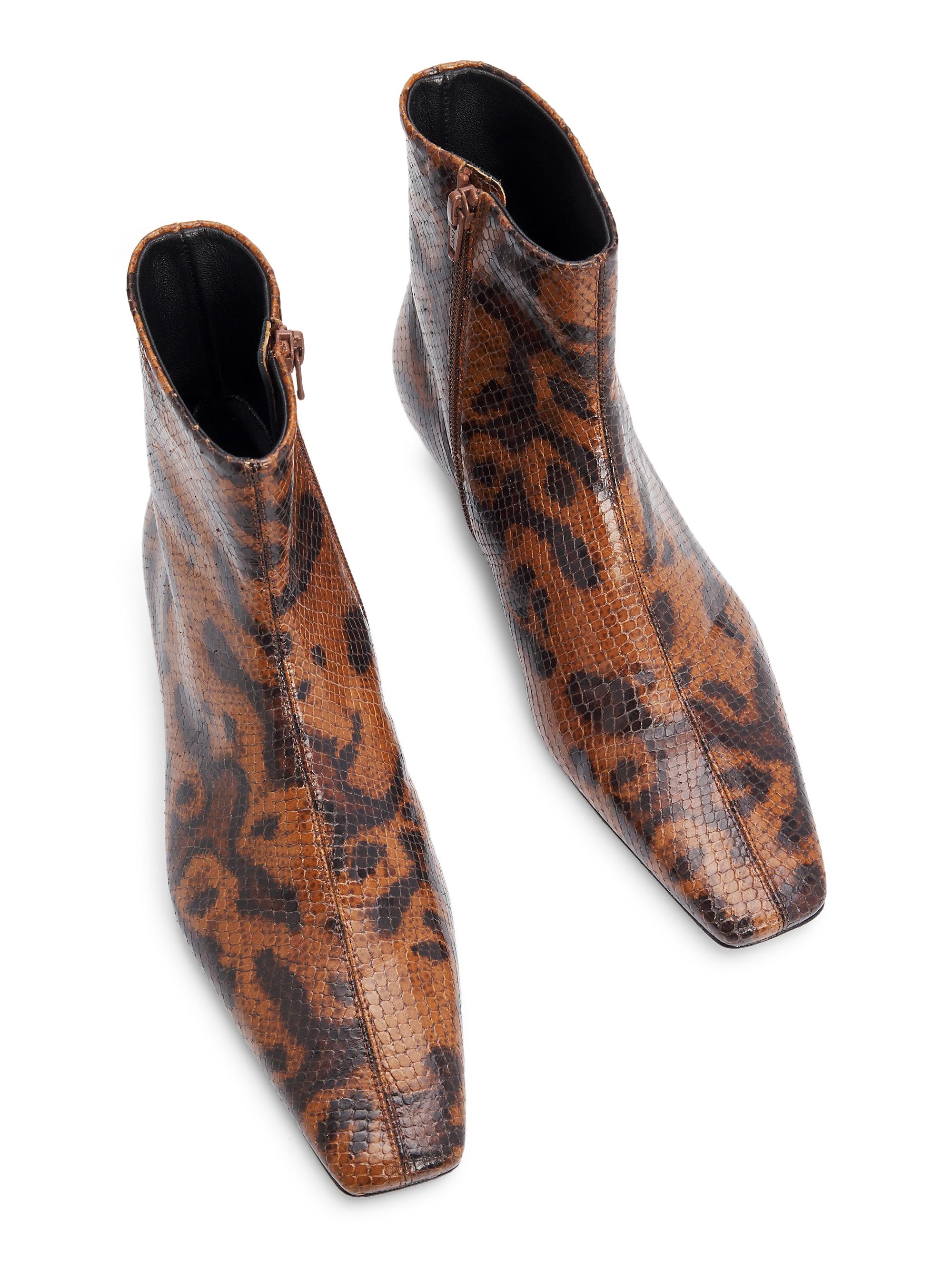 Proenza Schouler Women's Trap Flat Embossed-Leather Ankle Boots - Ochre Multi | Thumbnail 4