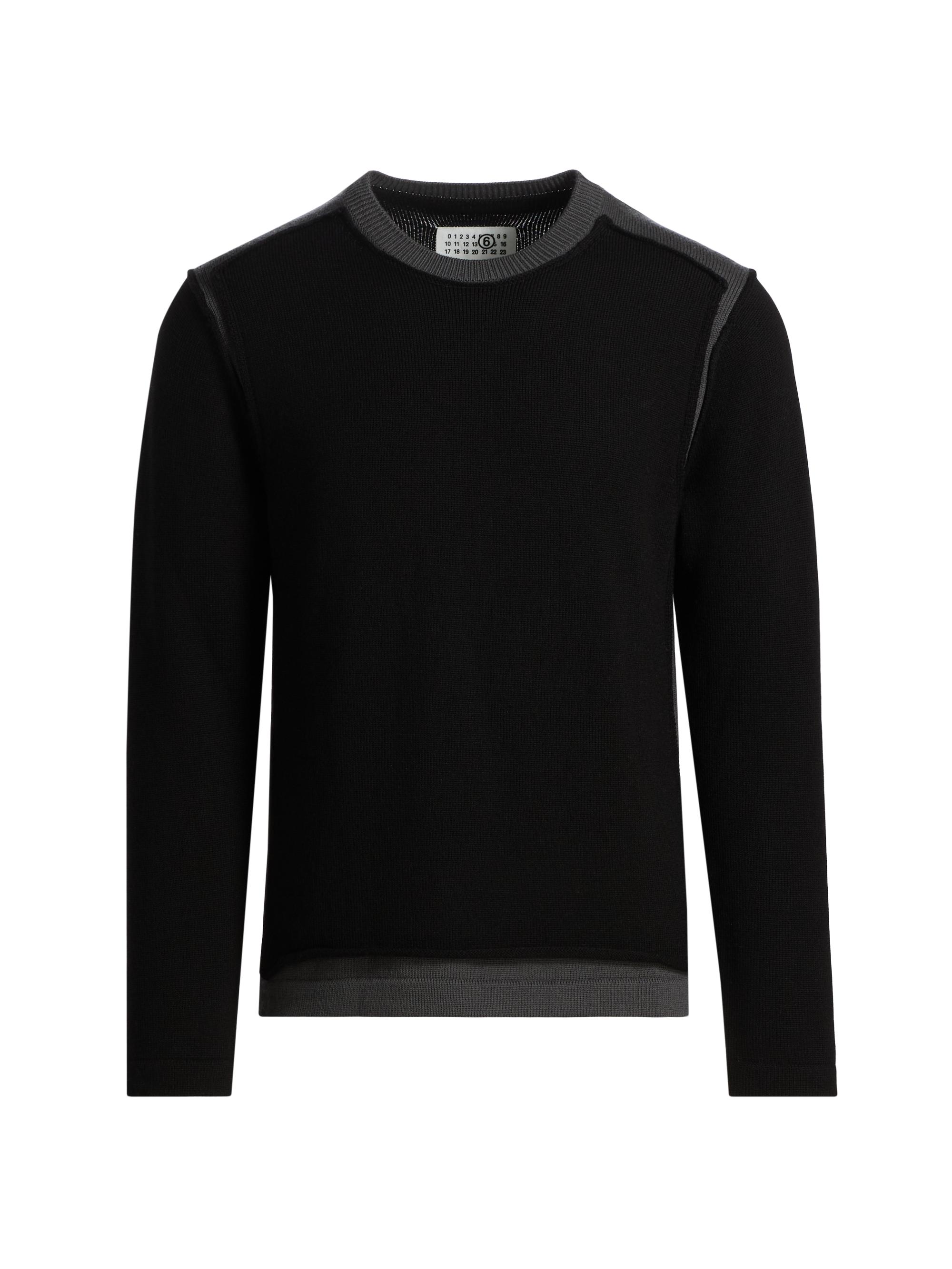 MM6 Maison Margiela Men's Wool Crewneck Sweater - Black Dark Grey