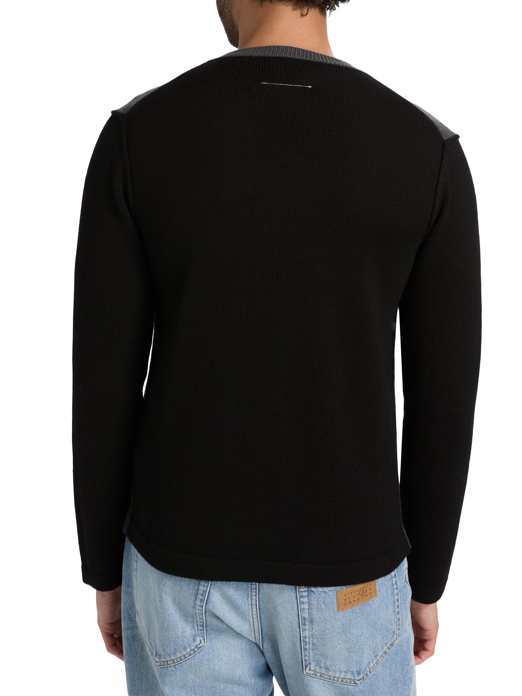 MM6 Maison Margiela Men's Wool Crewneck Sweater - Black Dark Grey | Thumbnail 5