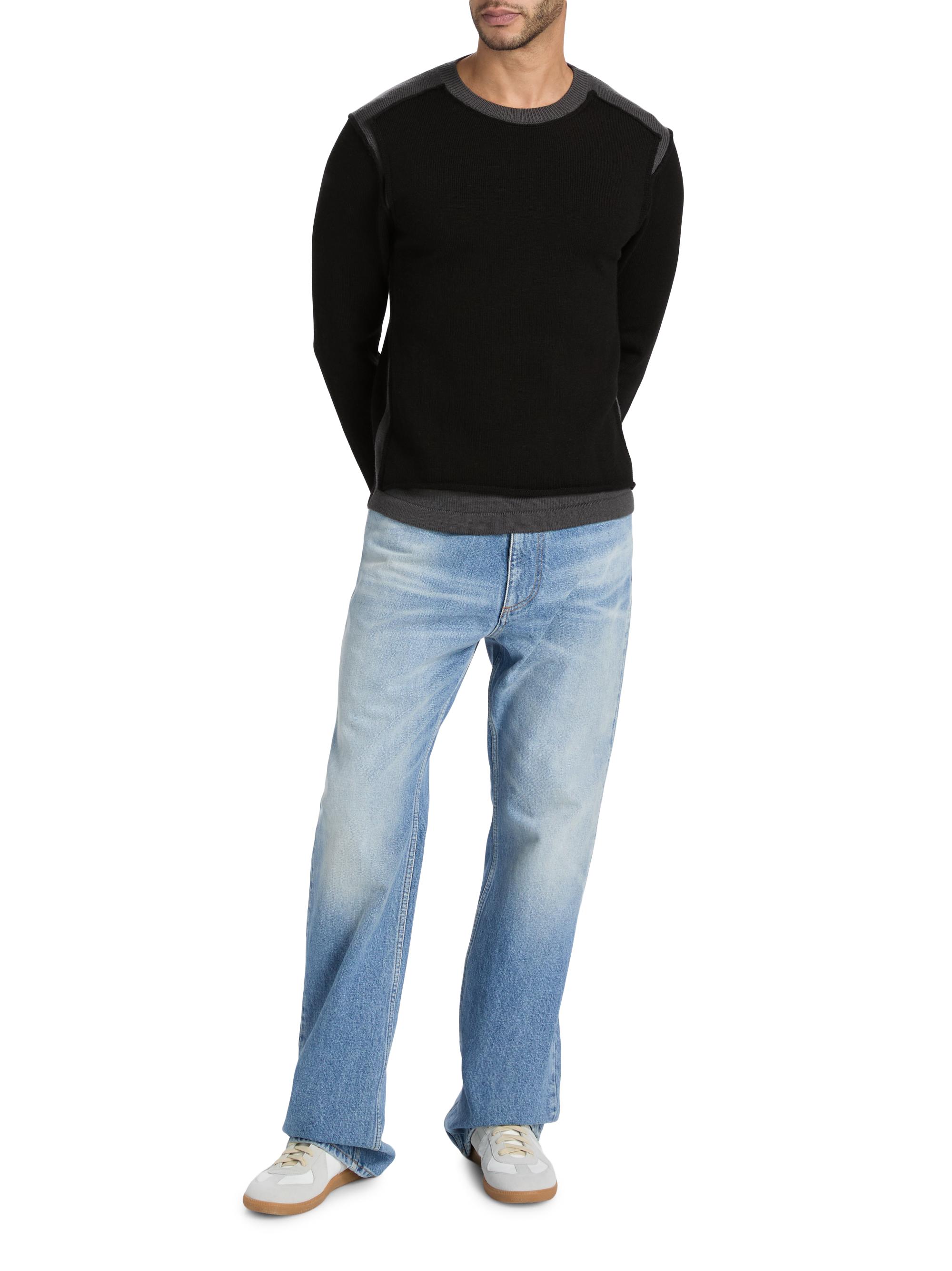MM6 Maison Margiela Men's Wool Crewneck Sweater - Black Dark Grey | Thumbnail 2