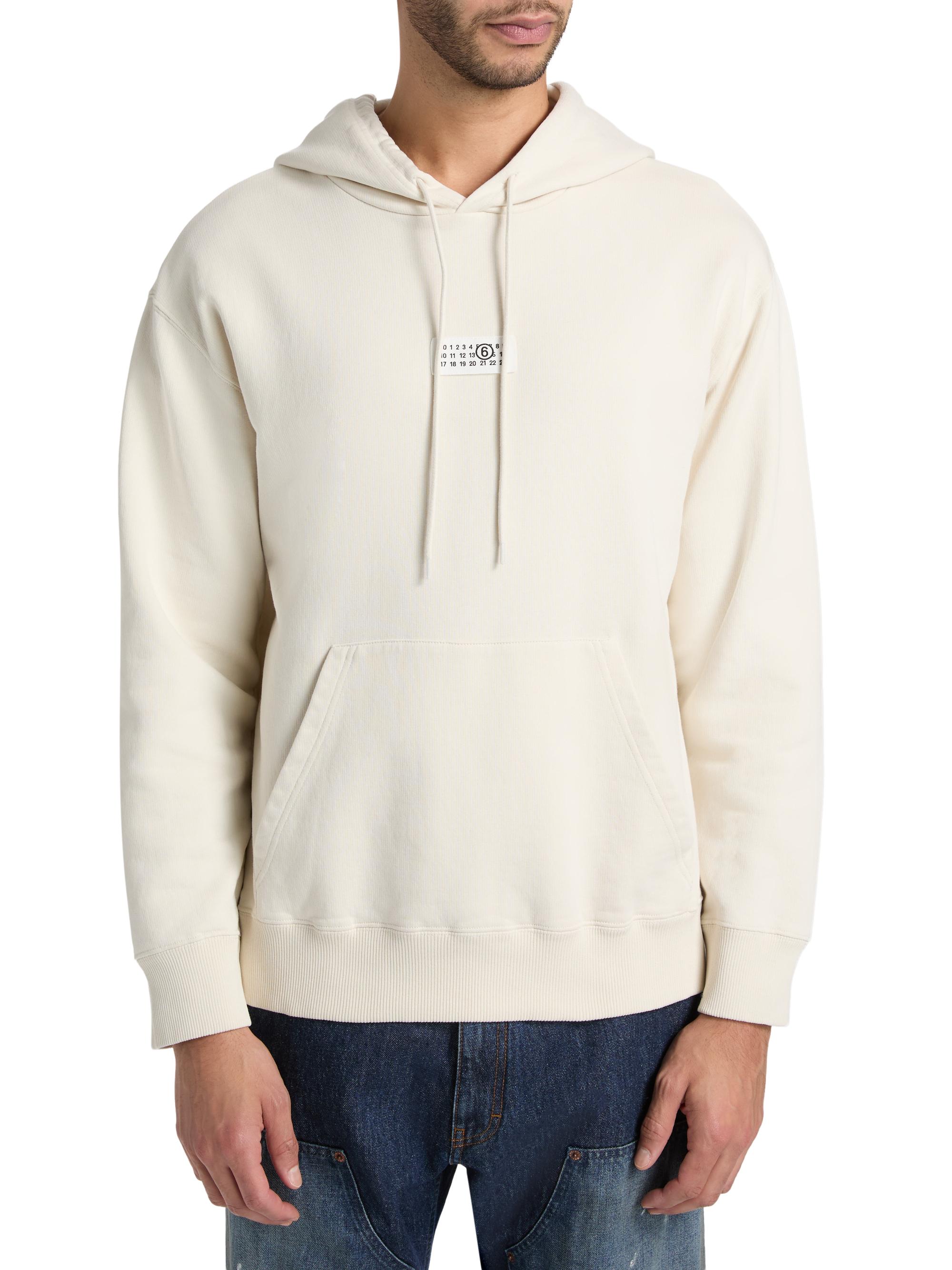 MM6 Maison Margiela Men's Numeric Cotton Hoodie - Ecru | Thumbnail 3