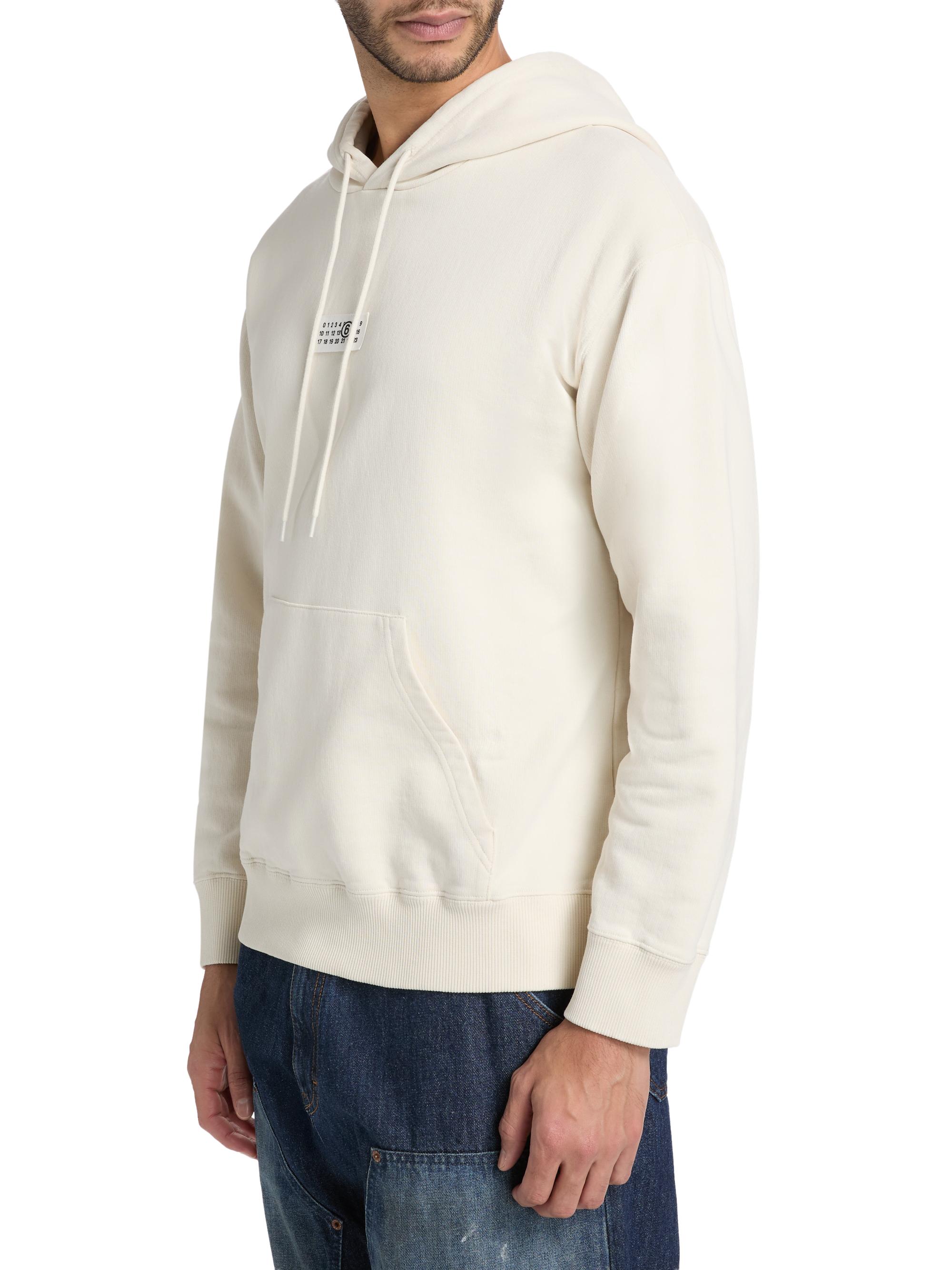 MM6 Maison Margiela Men's Numeric Cotton Hoodie - Ecru | Thumbnail 4