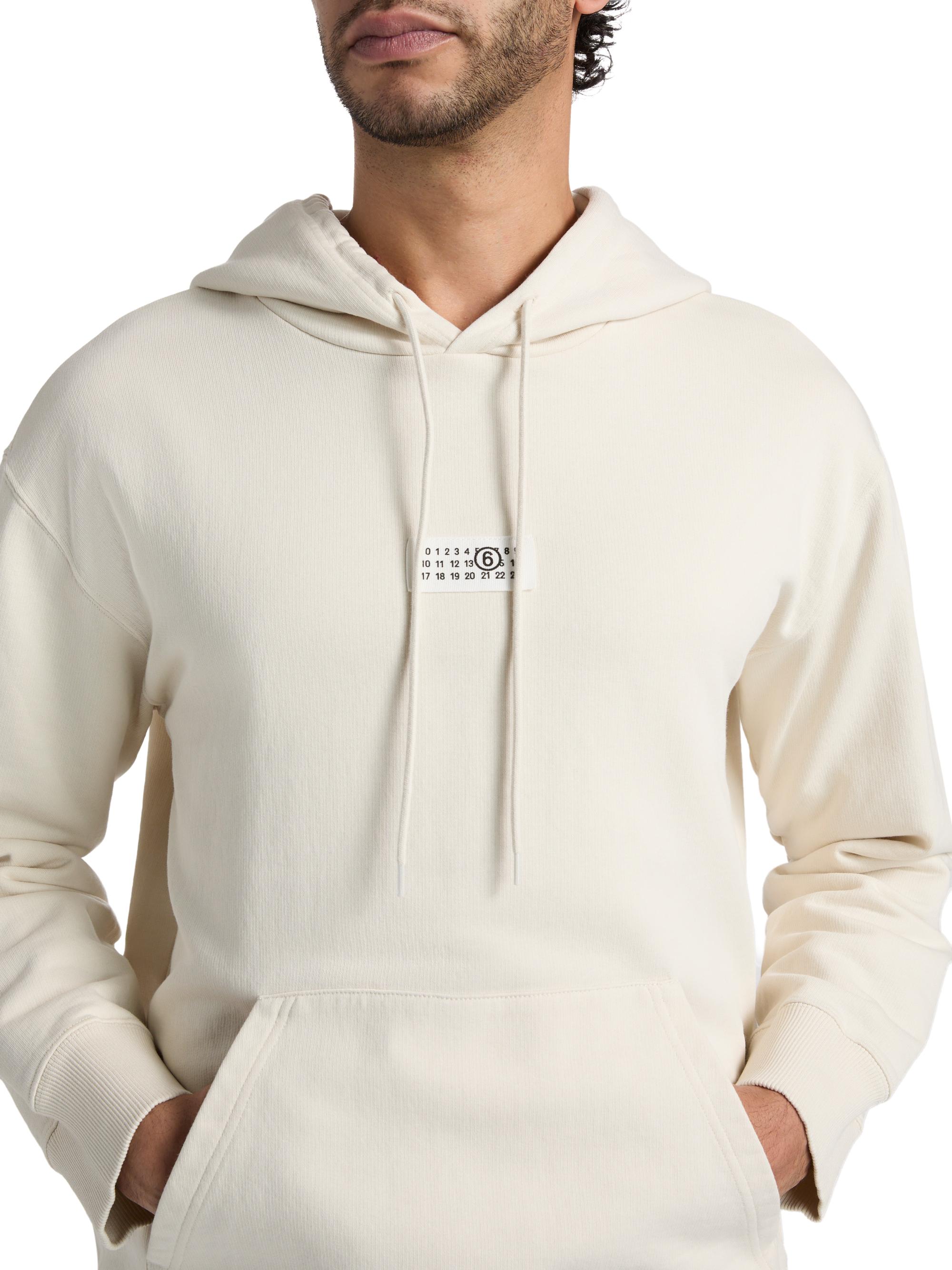 MM6 Maison Margiela Men's Numeric Cotton Hoodie - Ecru | Thumbnail 6