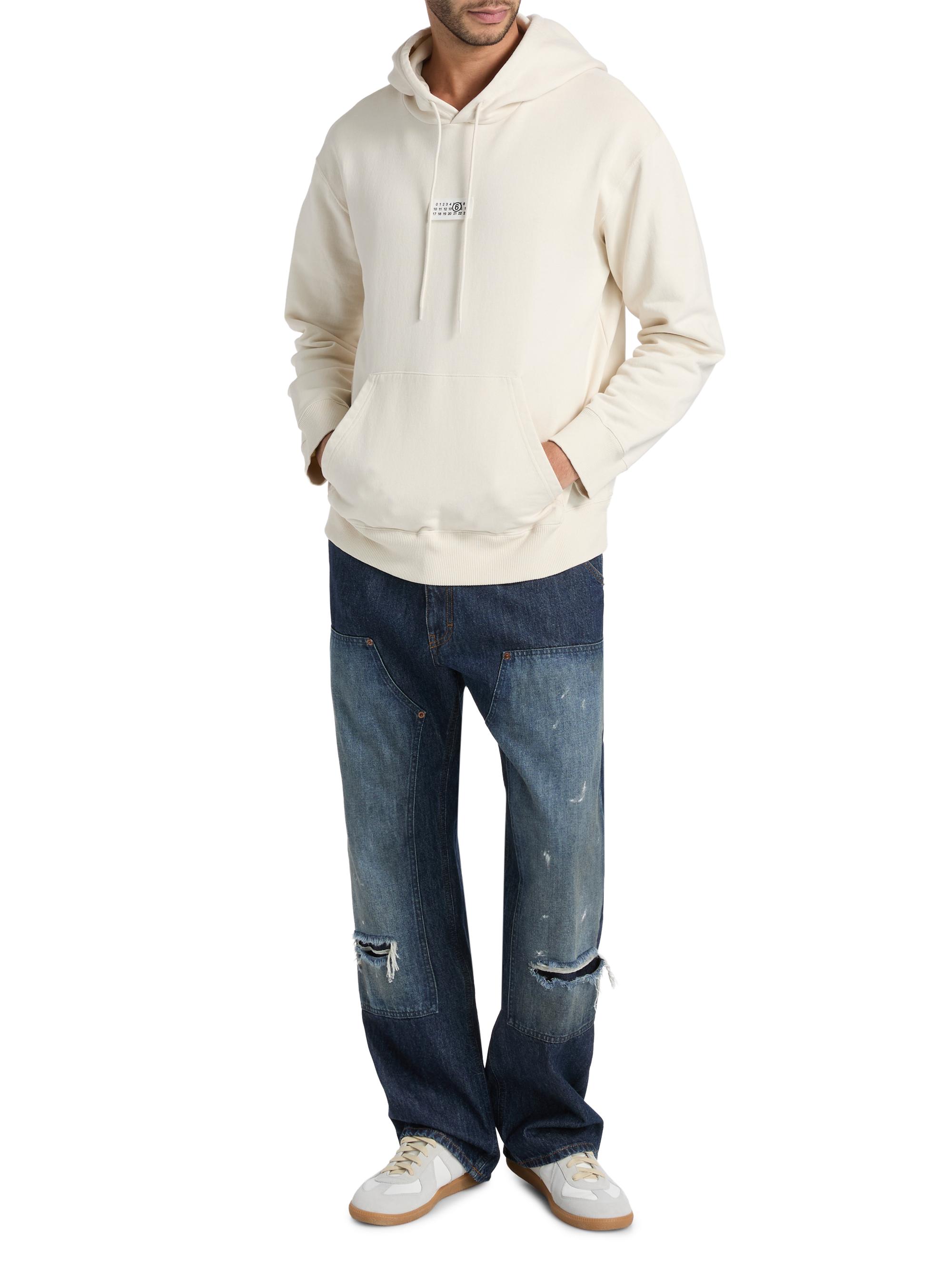 MM6 Maison Margiela Men's Numeric Cotton Hoodie - Ecru | Thumbnail 2