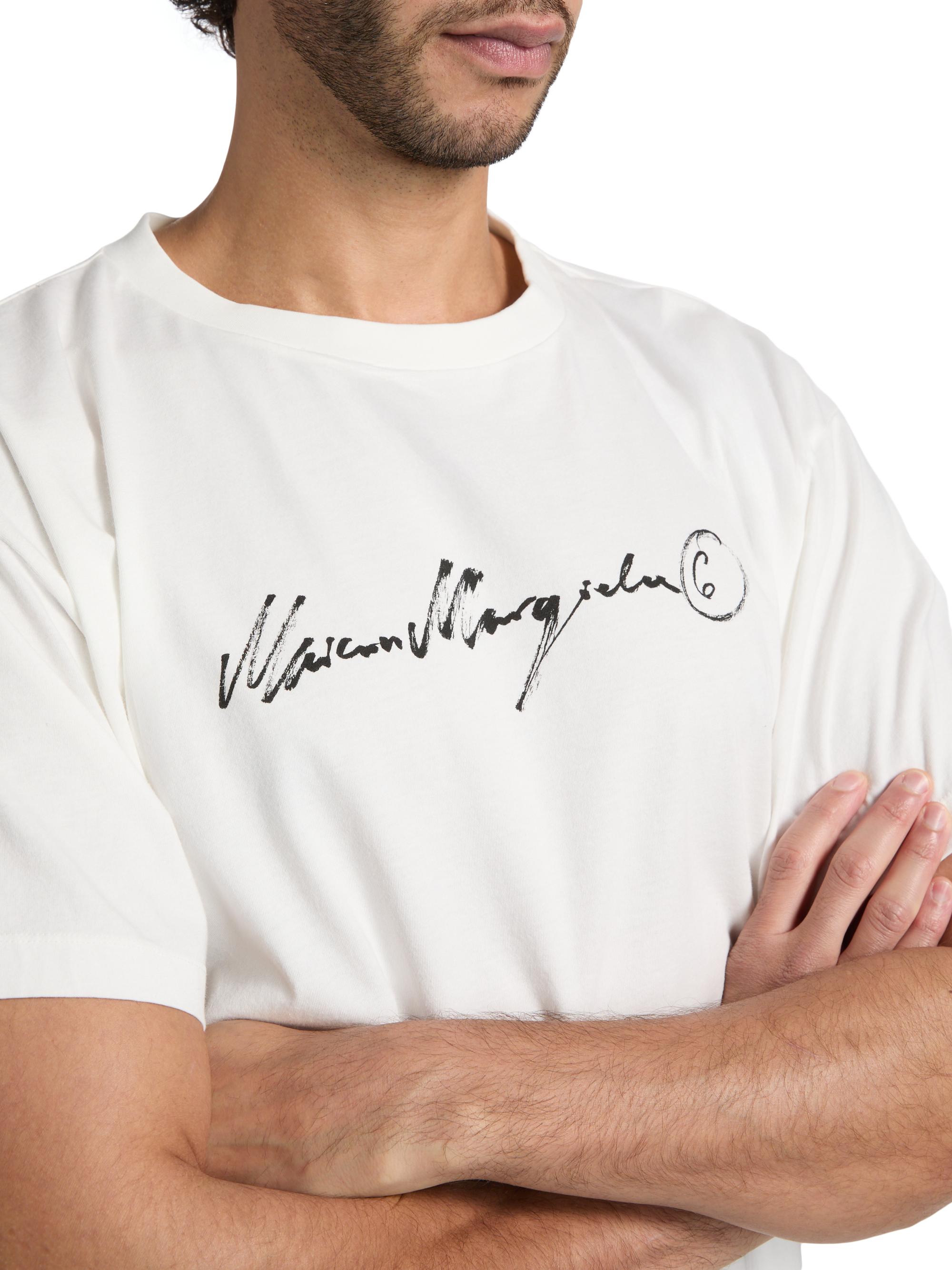 MM6 Maison Margiela Men's Logo Cotton T-Shirt - Off White | Thumbnail 6