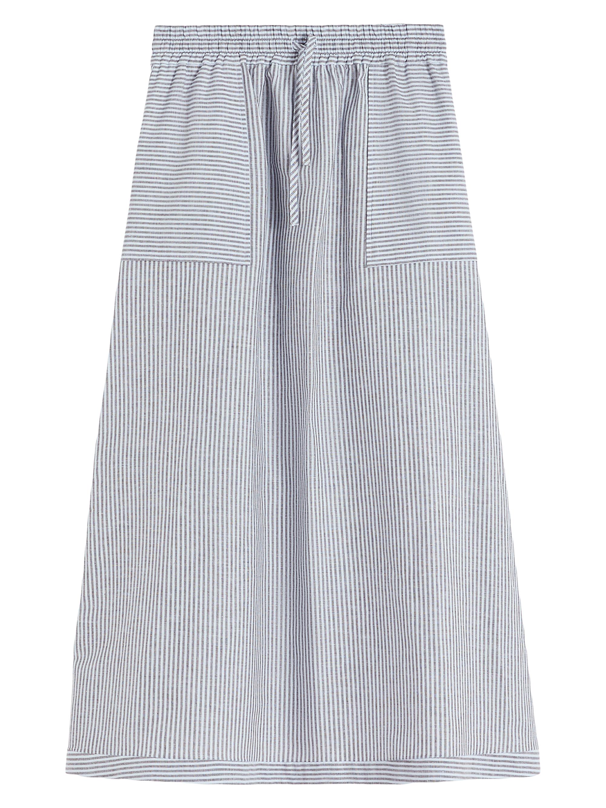 MM Max Mara Women's Pinstripe Linen Canvas Skirt - Sky Blue