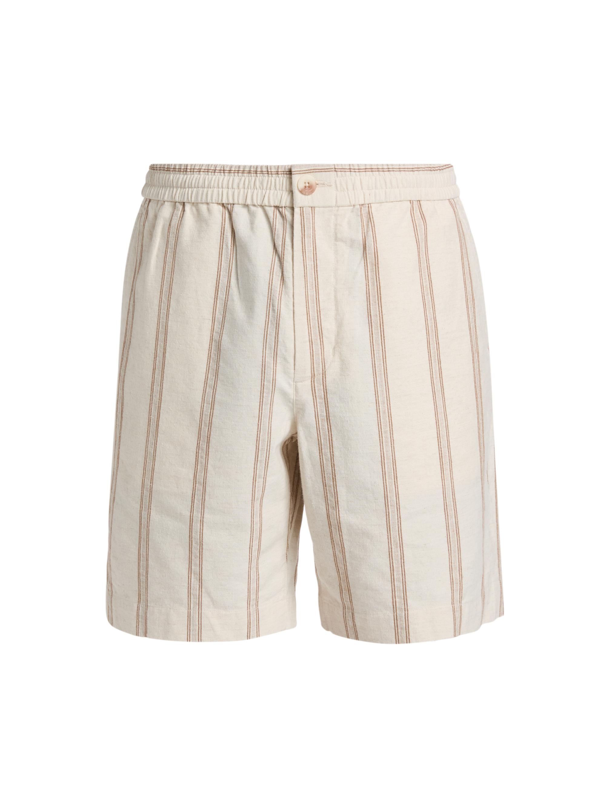 Vince Men's Cove Striped Cotton-Hemp Shorts - Midland Smock White