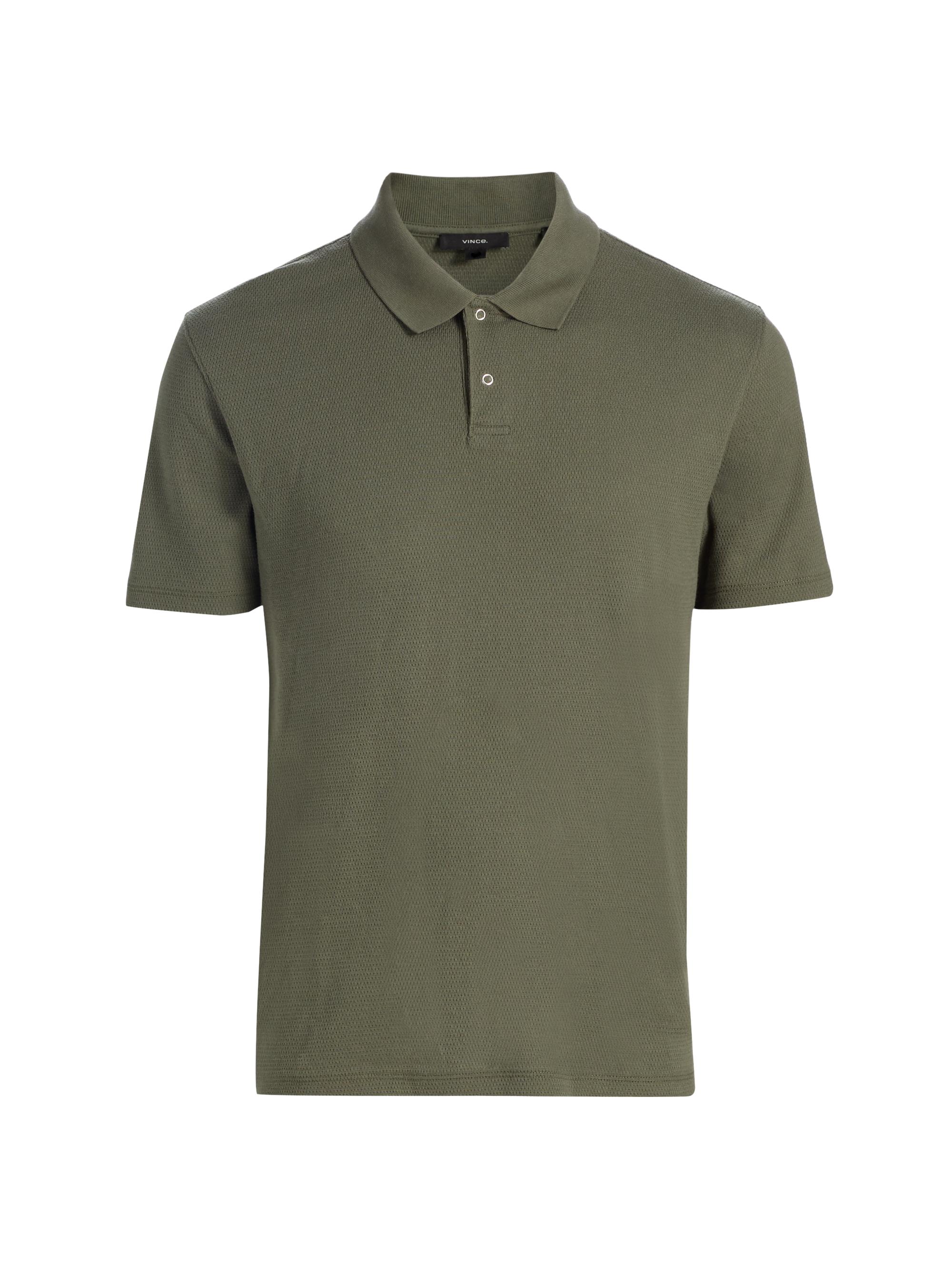Vince Men's Mesh Knit Snap Polo Shirt - Coulter Green
