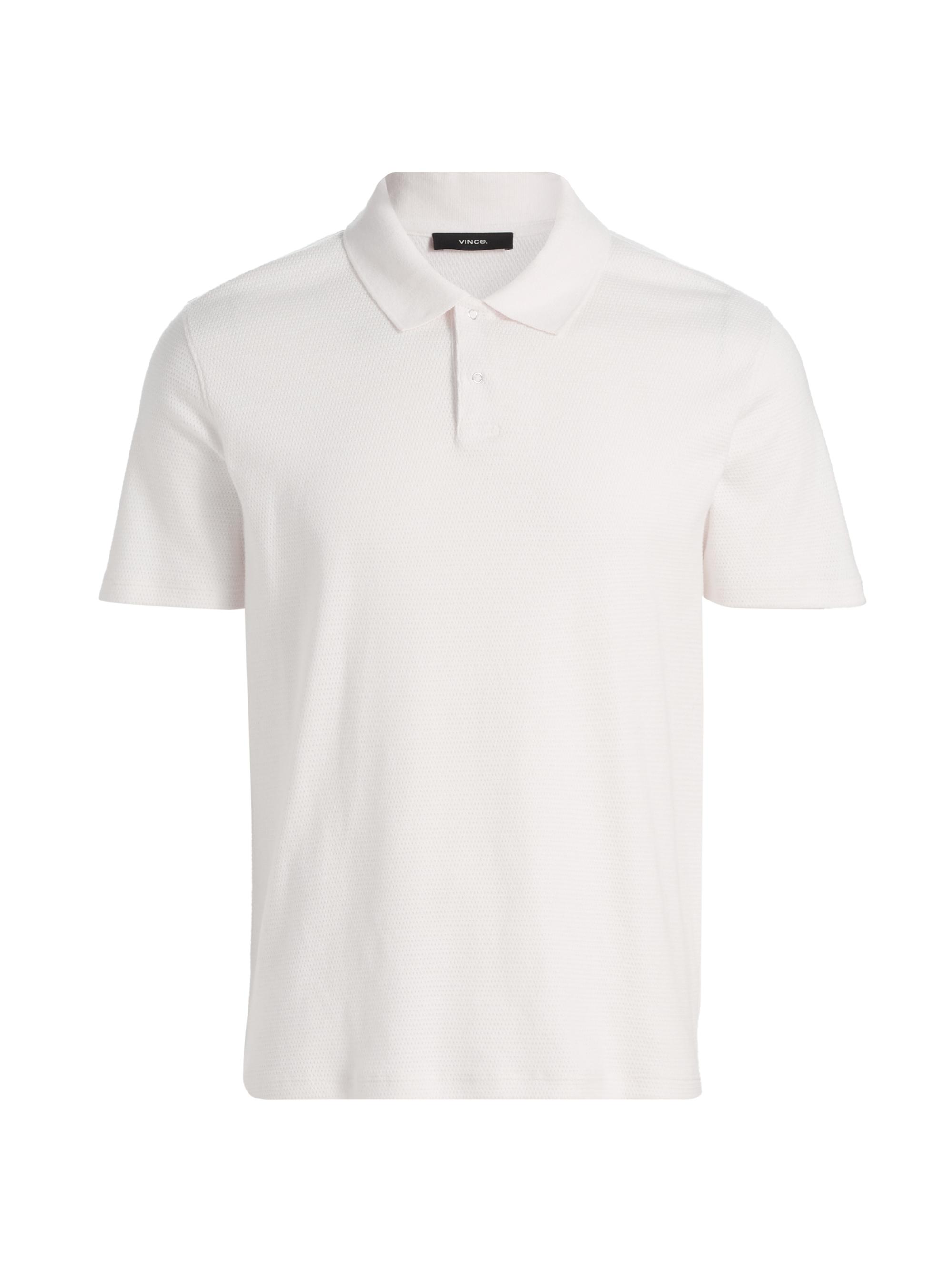 Vince Men's Mesh Knit Snap Polo Shirt - Off White