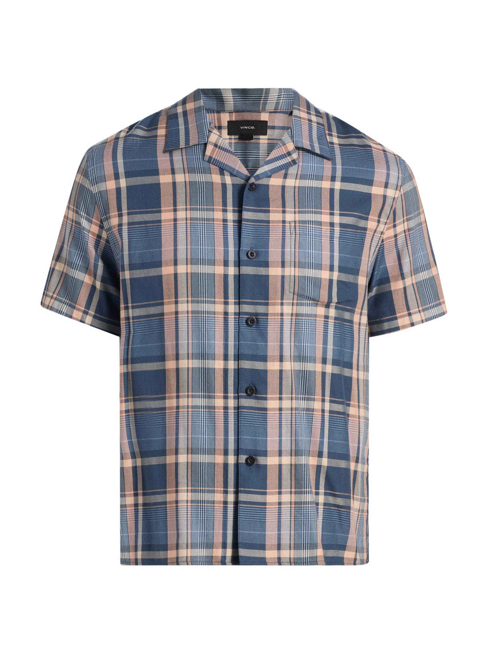 Vince Men's Prine Plaid Camp Shirt - Prussian Blue