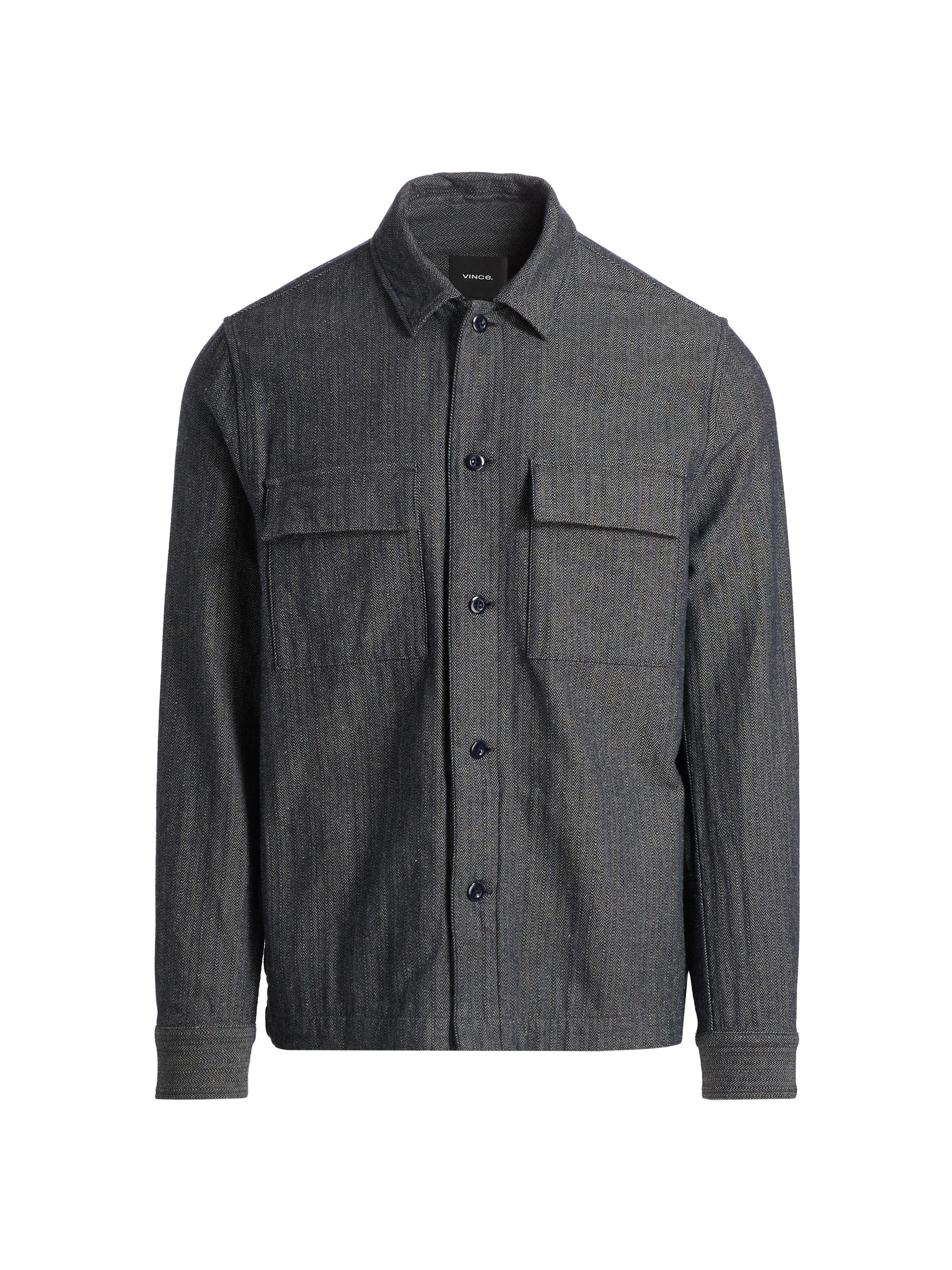 Vince Men's Herringbone Cotton-Linen Overshirt - Coastal