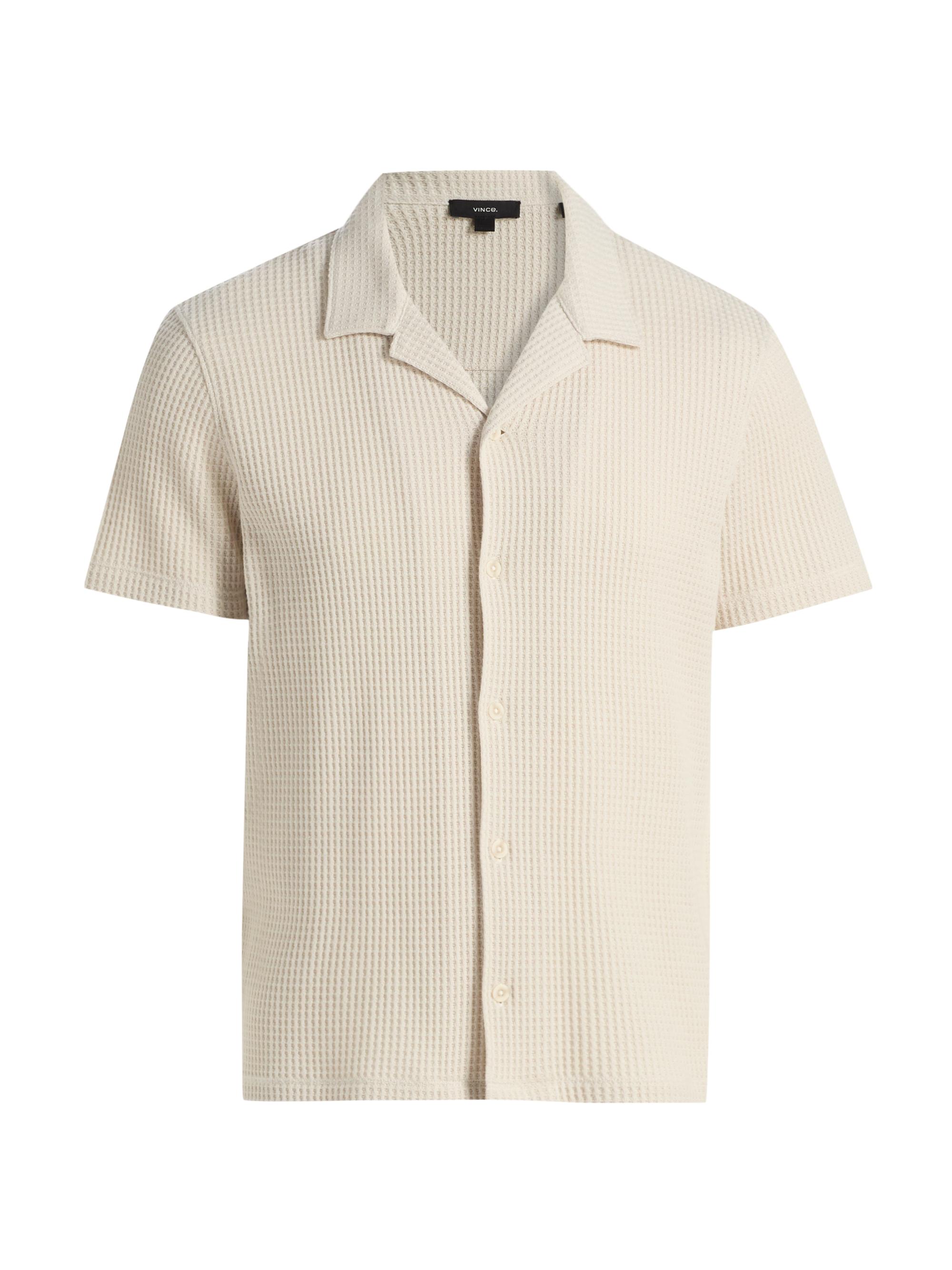 Vince Men's Macro-Waffle Camp Shirt - Blanco