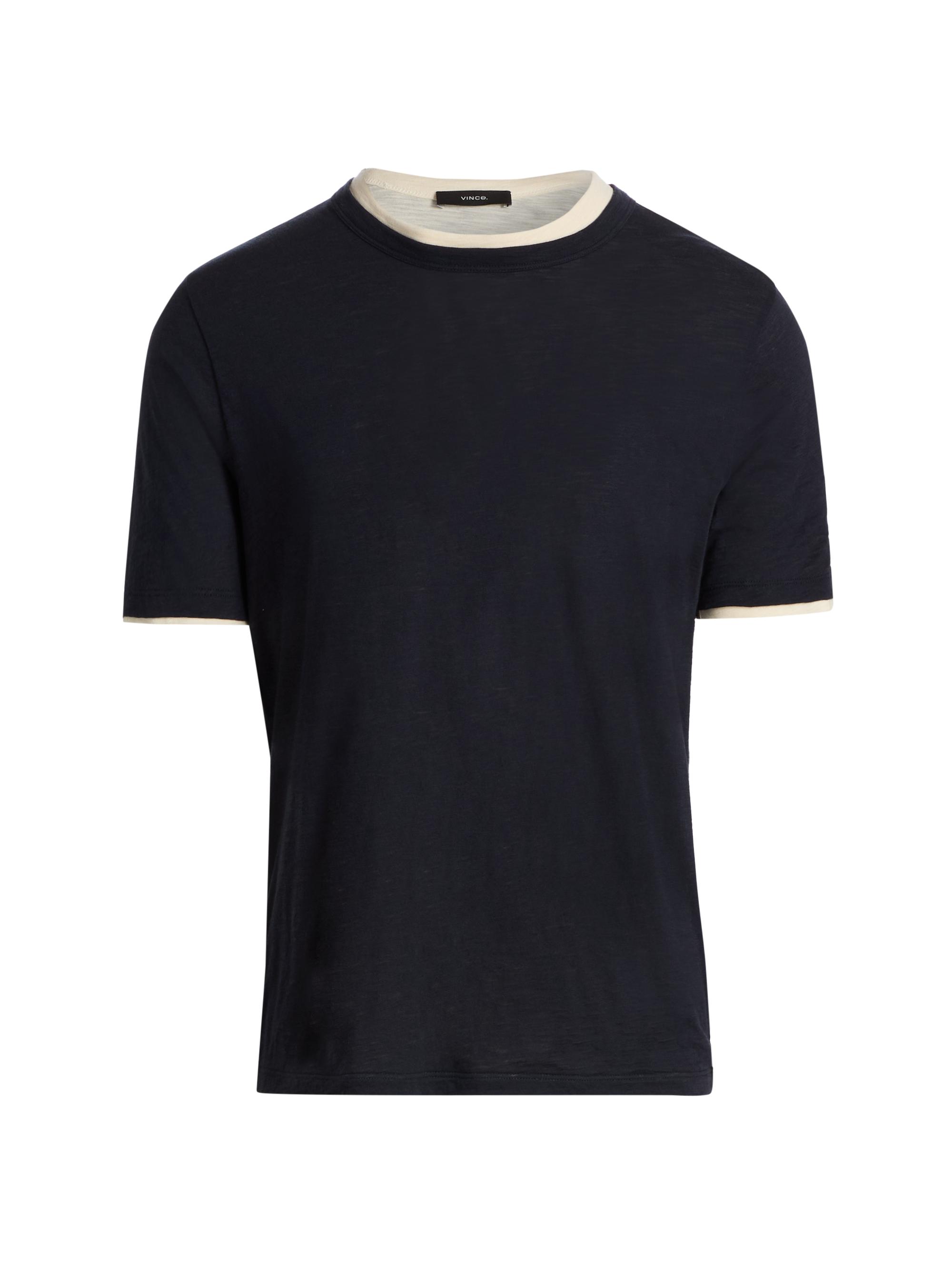 Vince Men's Fine Slub Cotton Double-Layer Crewneck T-Shirt - Coastal Smock White