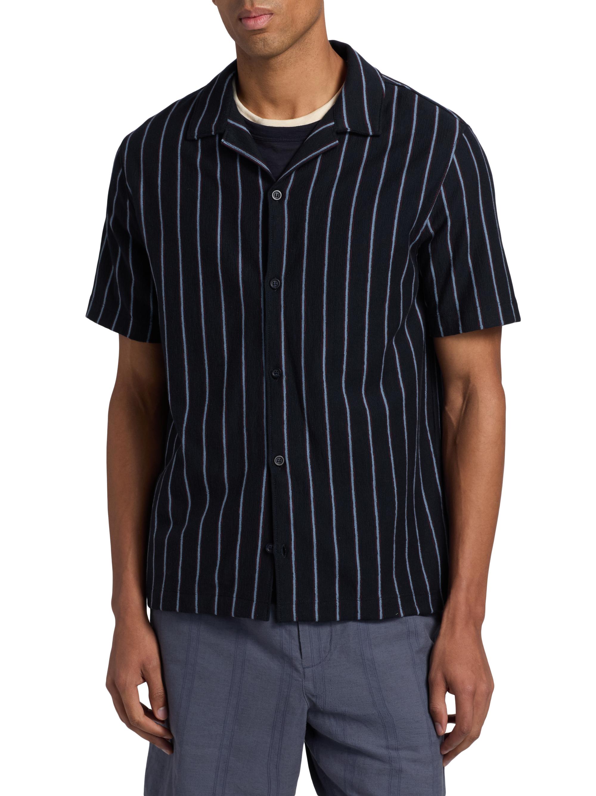Vince Men's Striped Terry Cotton Cabana Shirt - Coastal Combo | Thumbnail 3