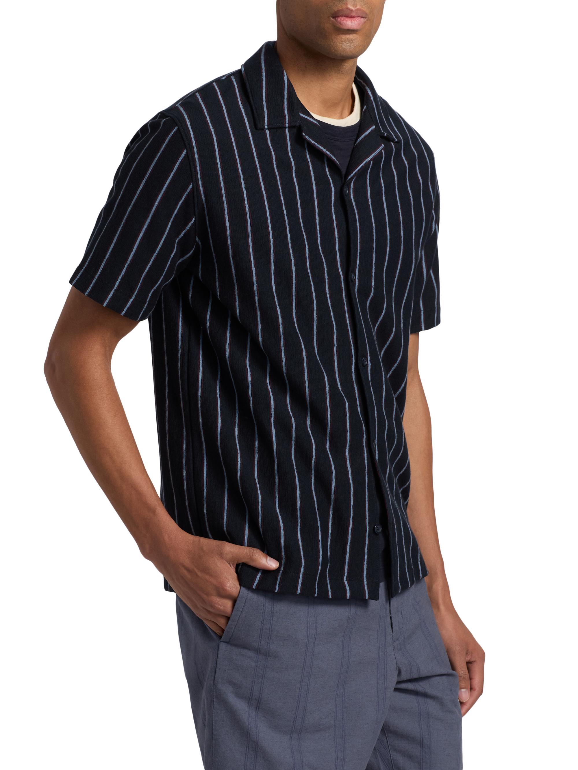 Vince Men's Striped Terry Cotton Cabana Shirt - Coastal Combo | Thumbnail 4